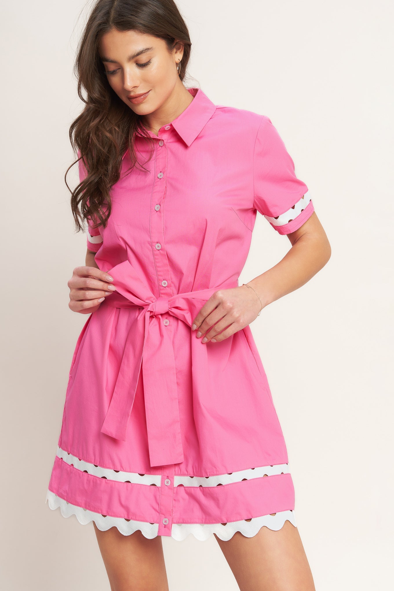 Weekend Preppy Look Woven Mini Dress