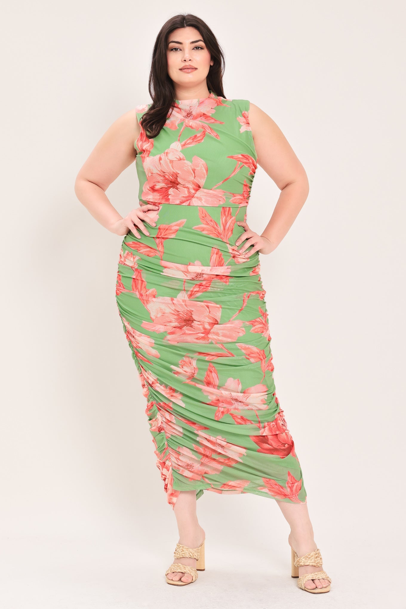 Paradise Glow Power Mesh Midi Dress | Includes Plus Size