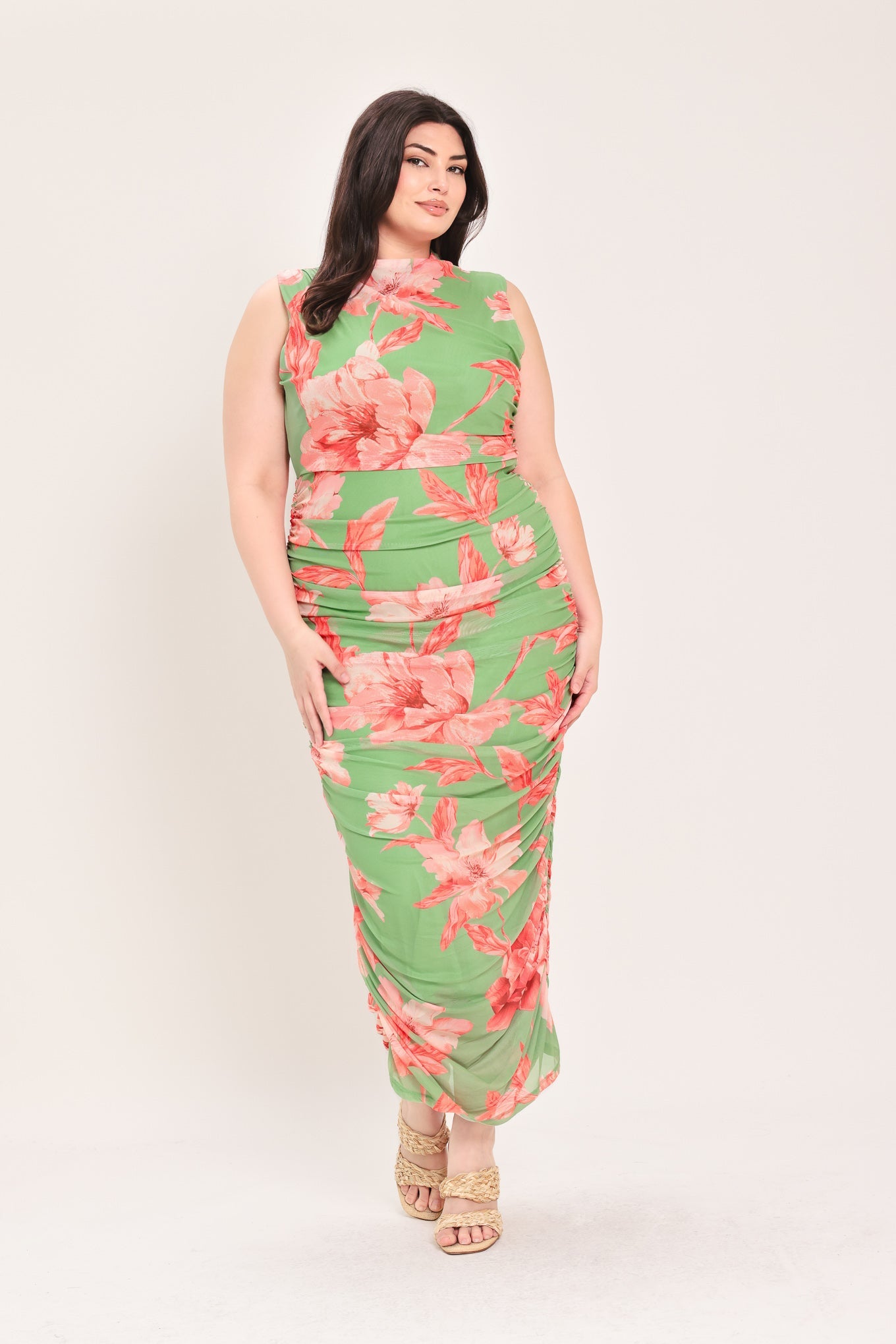 Paradise Glow Power Mesh Midi Dress | Includes Plus Size