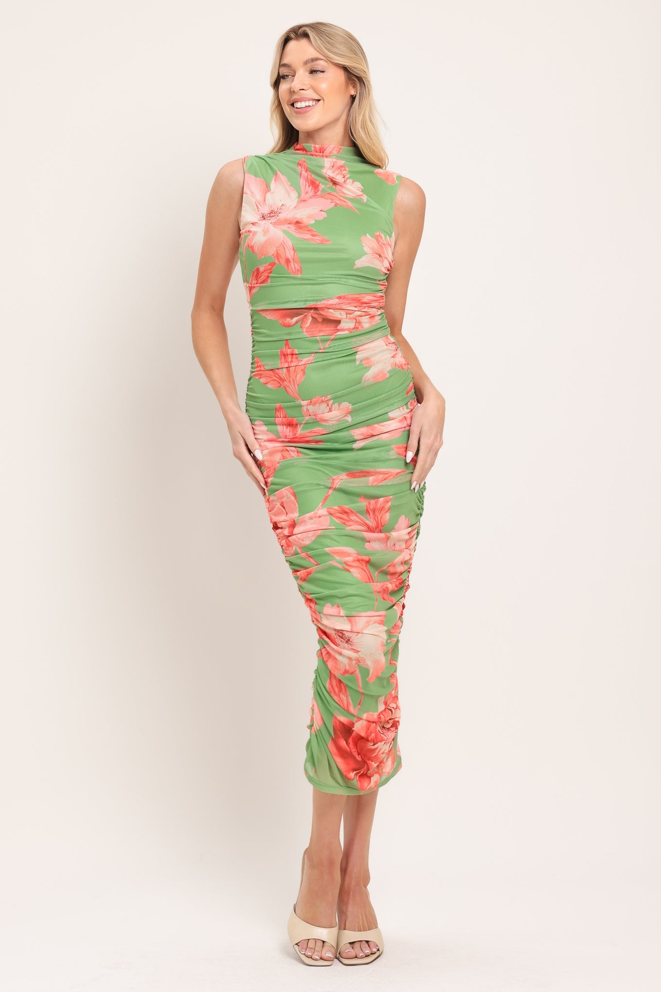 Paradise Glow Power Mesh Midi Dress | Includes Plus Size
