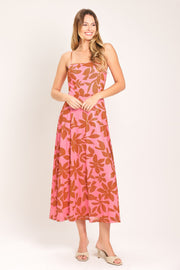 Rosy Haven Power Mesh Midi Dress