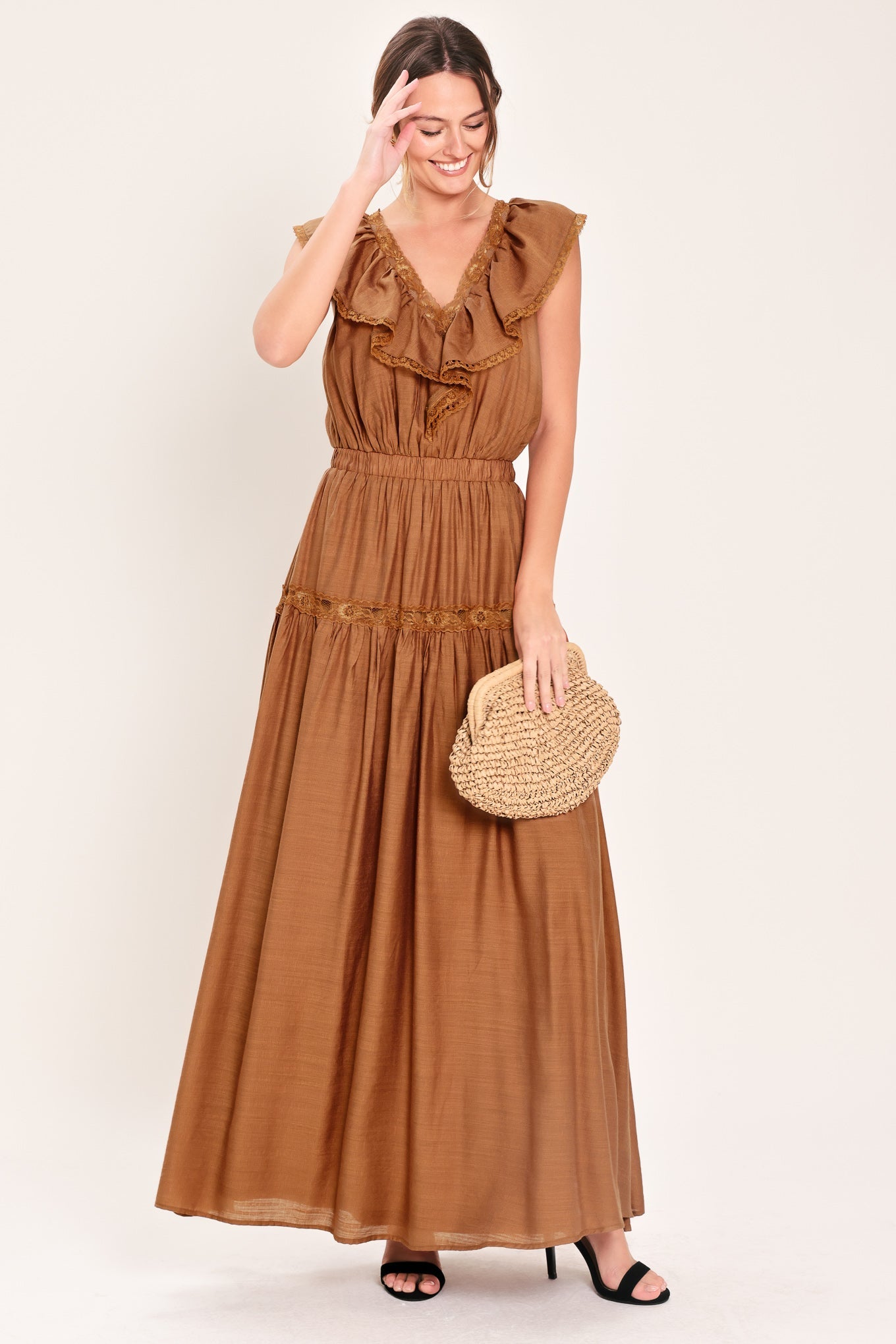 maxi dresses at stein mart Good Day Woven Maxi Dress TAUPE/WHITE / M