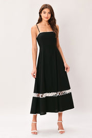 Noir Whisper Woven Midi Dress