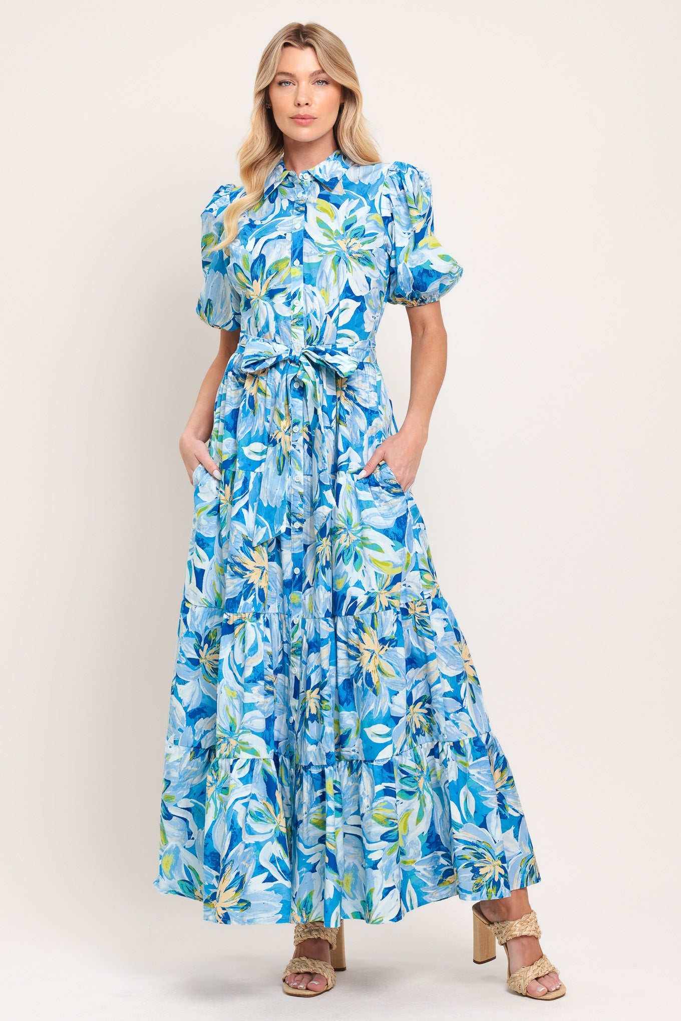 Ocean Garden Woven Midi Dress | Includes Plus Size