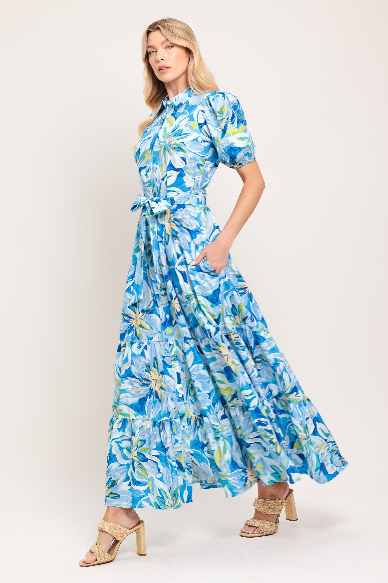 Ocean Garden Woven Midi Dress | Includes Plus Size