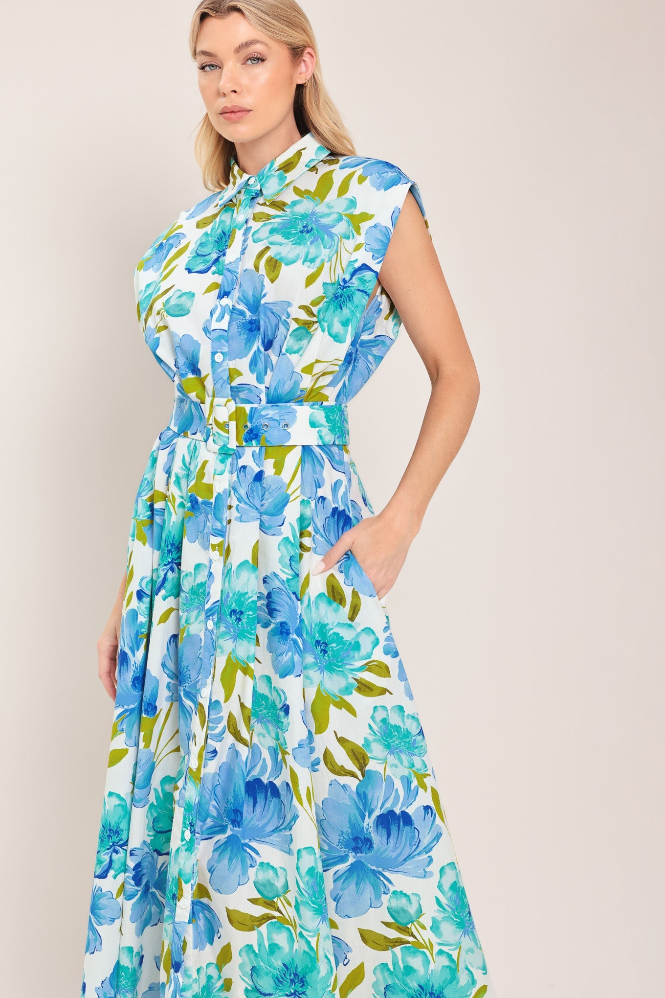 Modern Bloom Woven Midi Dress