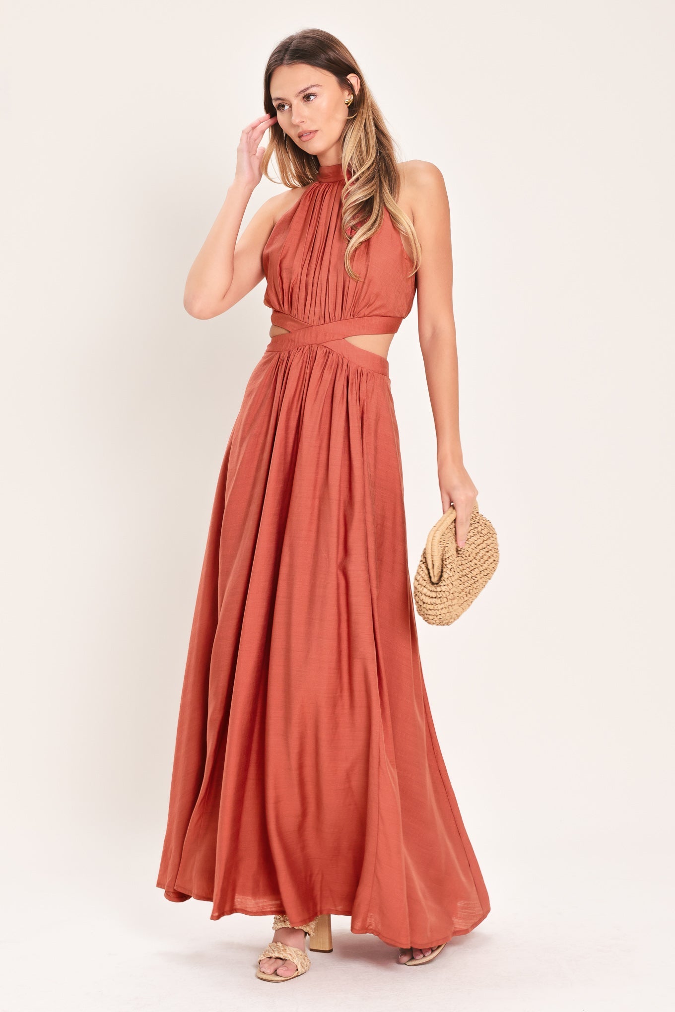 Terracotta Woven Maxi Dress