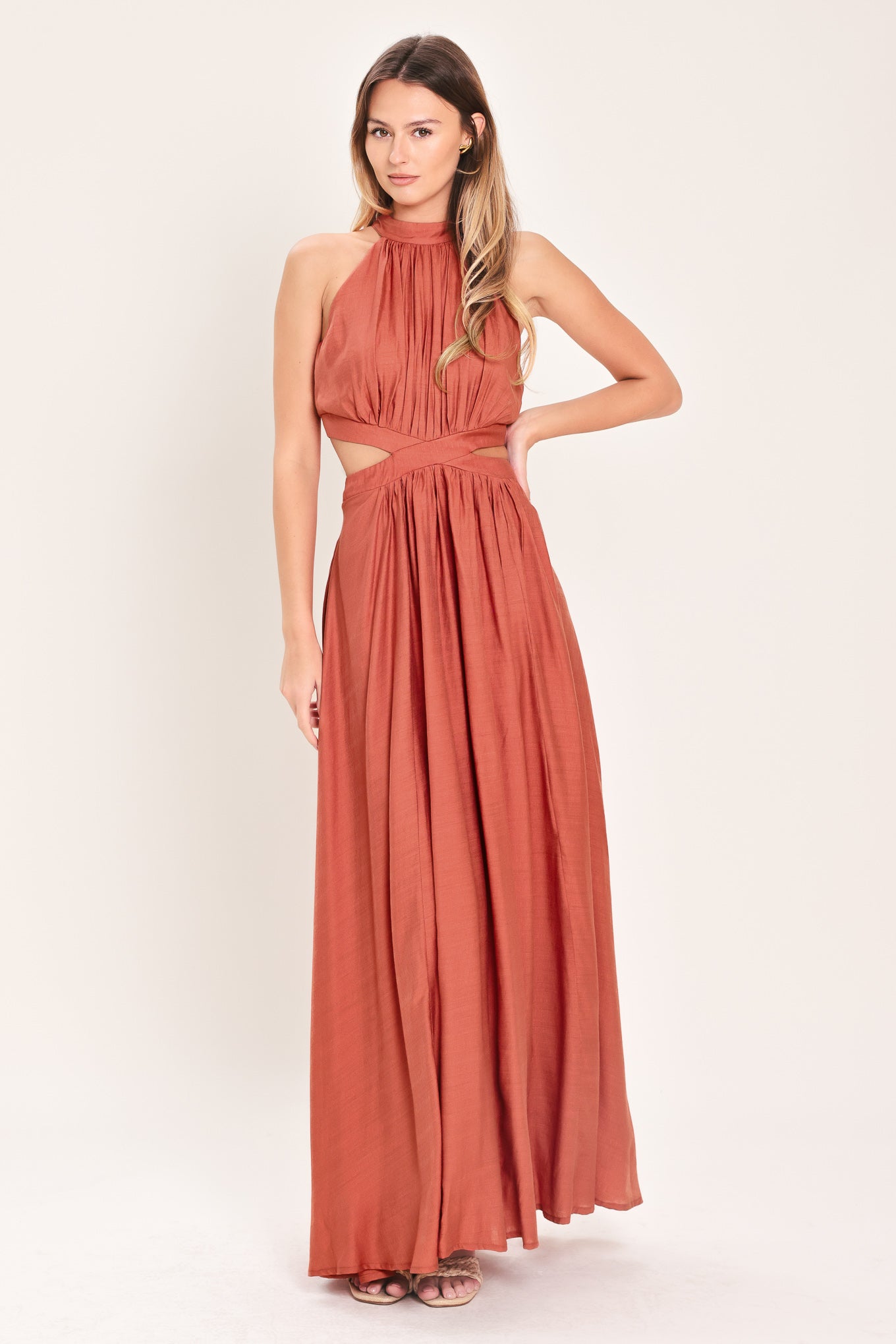 Terracotta Woven Maxi Dress