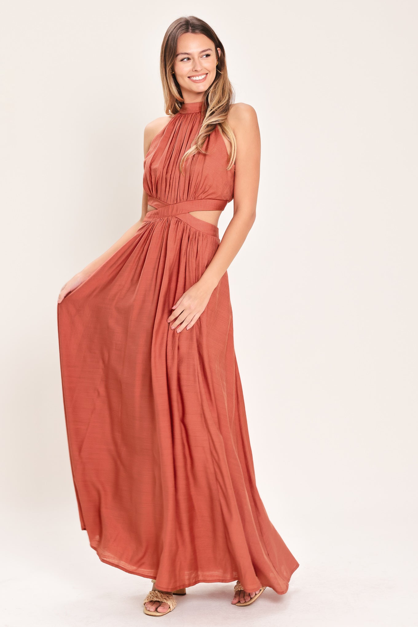 Terracotta Woven Maxi Dress