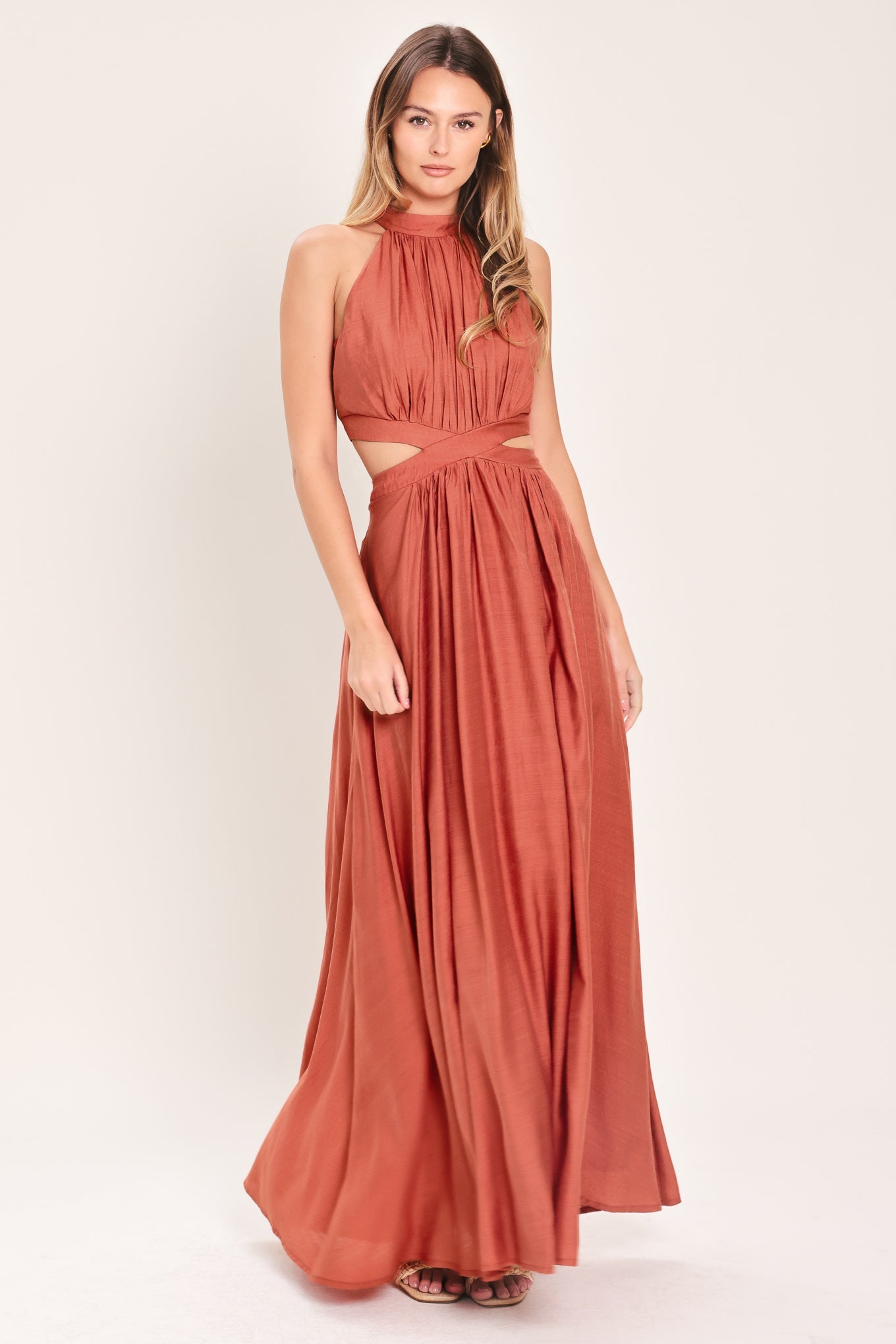 Terracotta Woven Maxi Dress