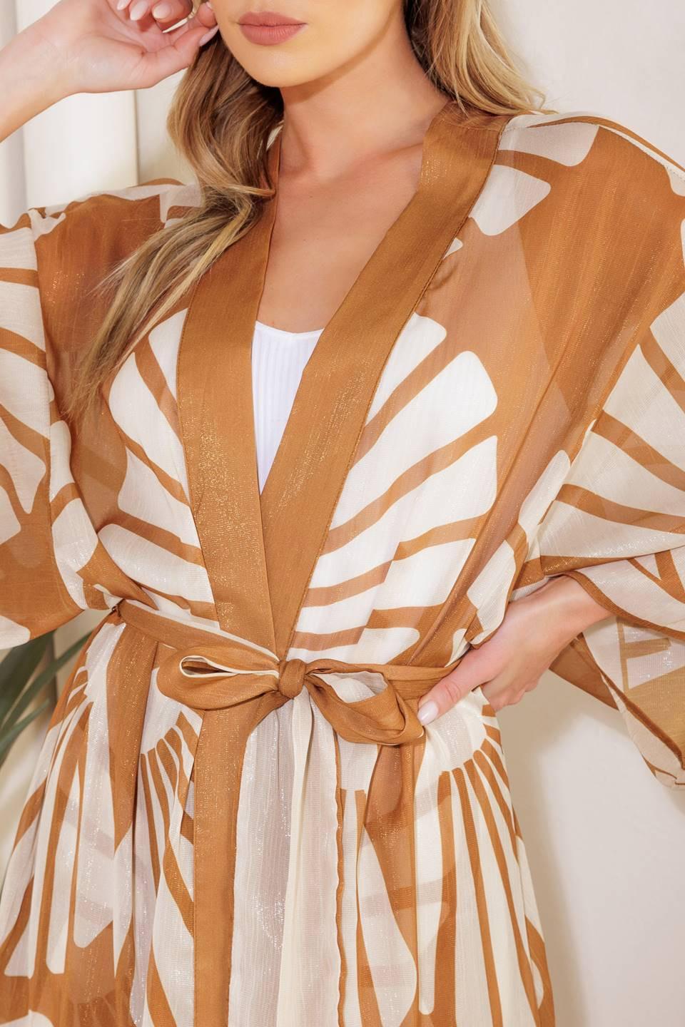 Awaiting Love Woven Kimono Cover Up And Pant Set