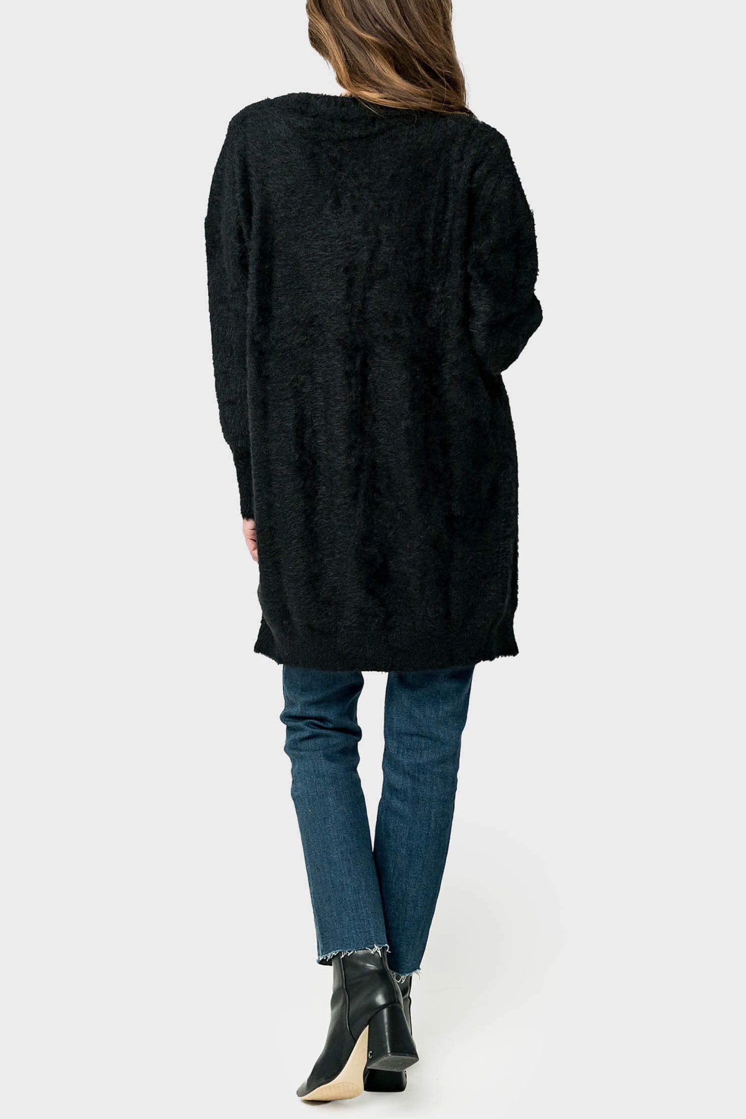 Eyelash Boucle Cozy Knee Length Cardigan