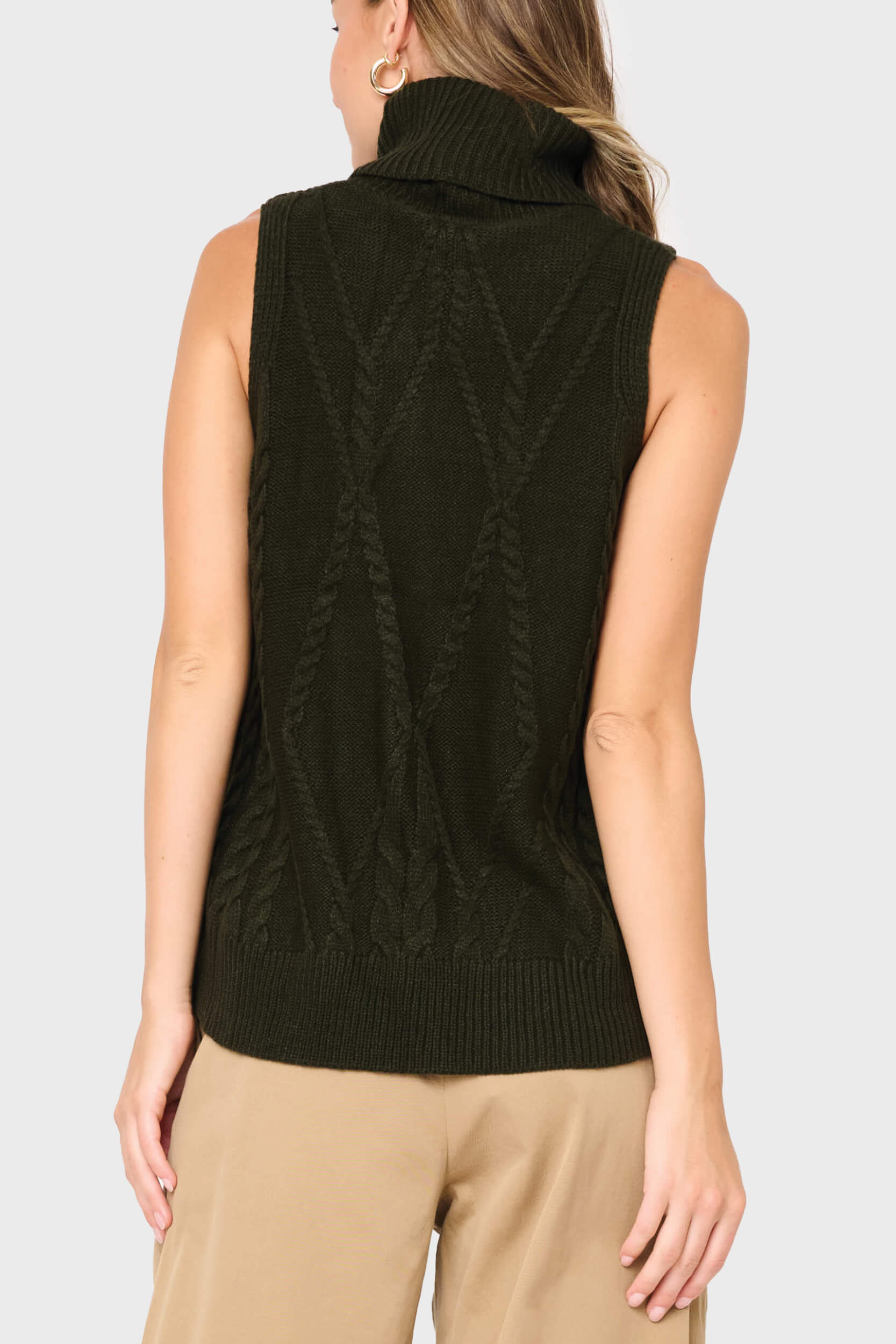 Turtleneck Cable Stitch Sweater Vest