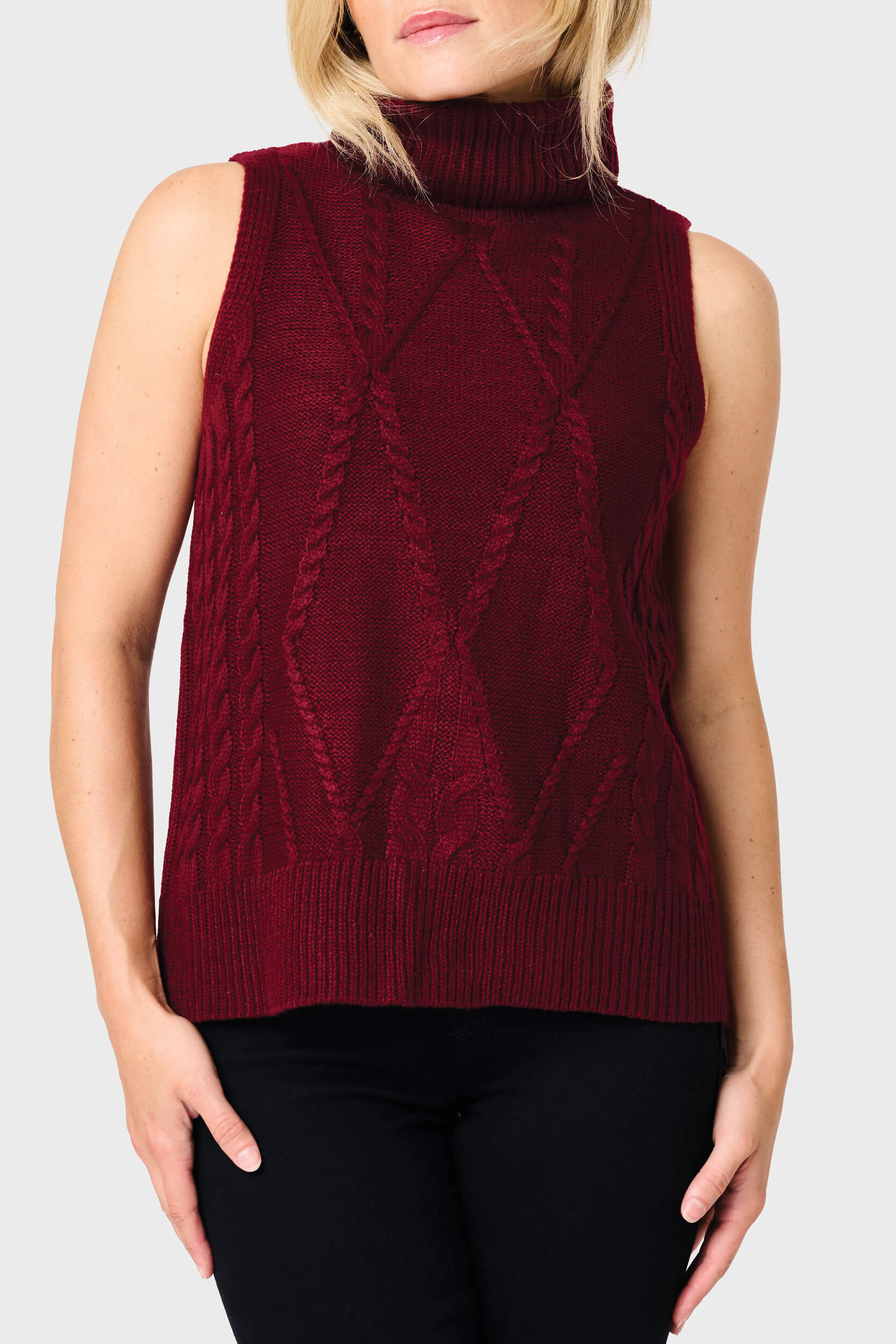 Turtleneck Cable Stitch Sweater Vest