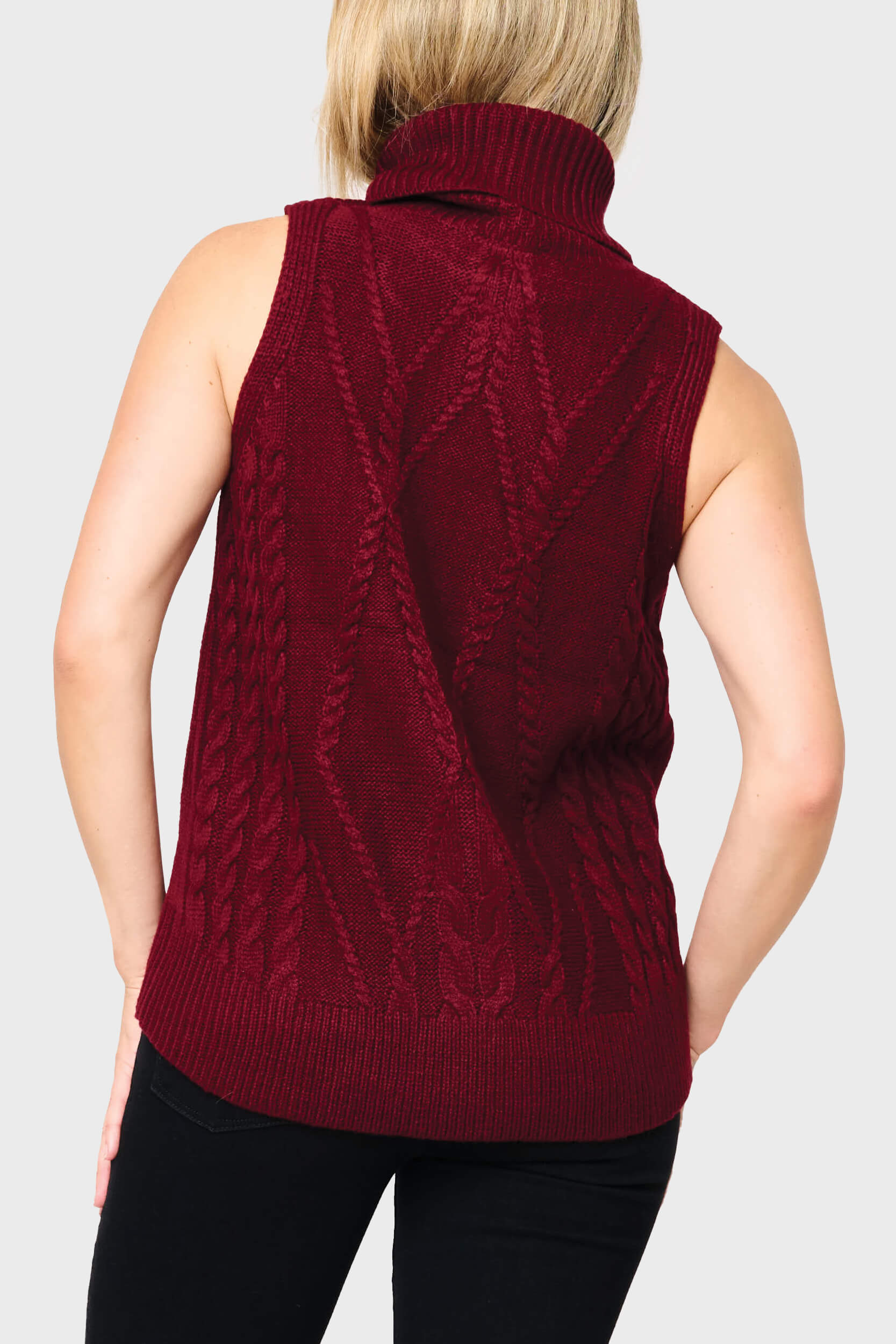 Turtleneck Cable Stitch Sweater Vest