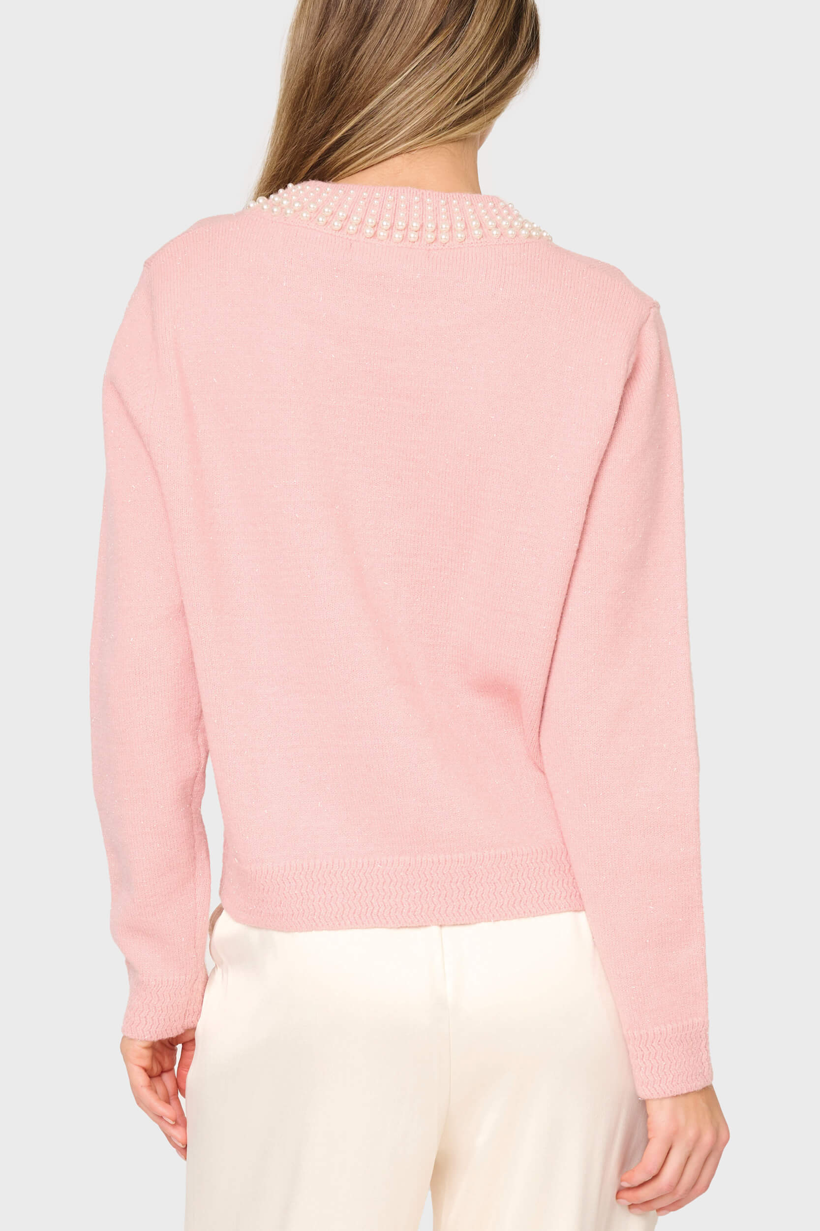 Soiree Sweater With Pearl Embellished Collar
