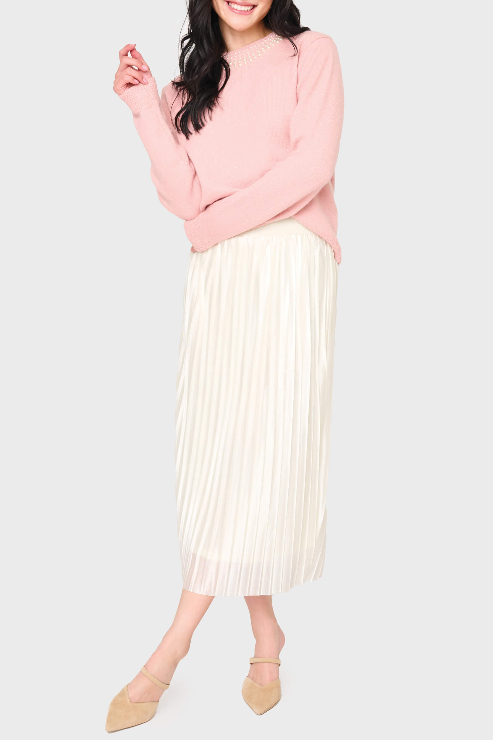 Soiree Sweater With Pearl Embellished Collar