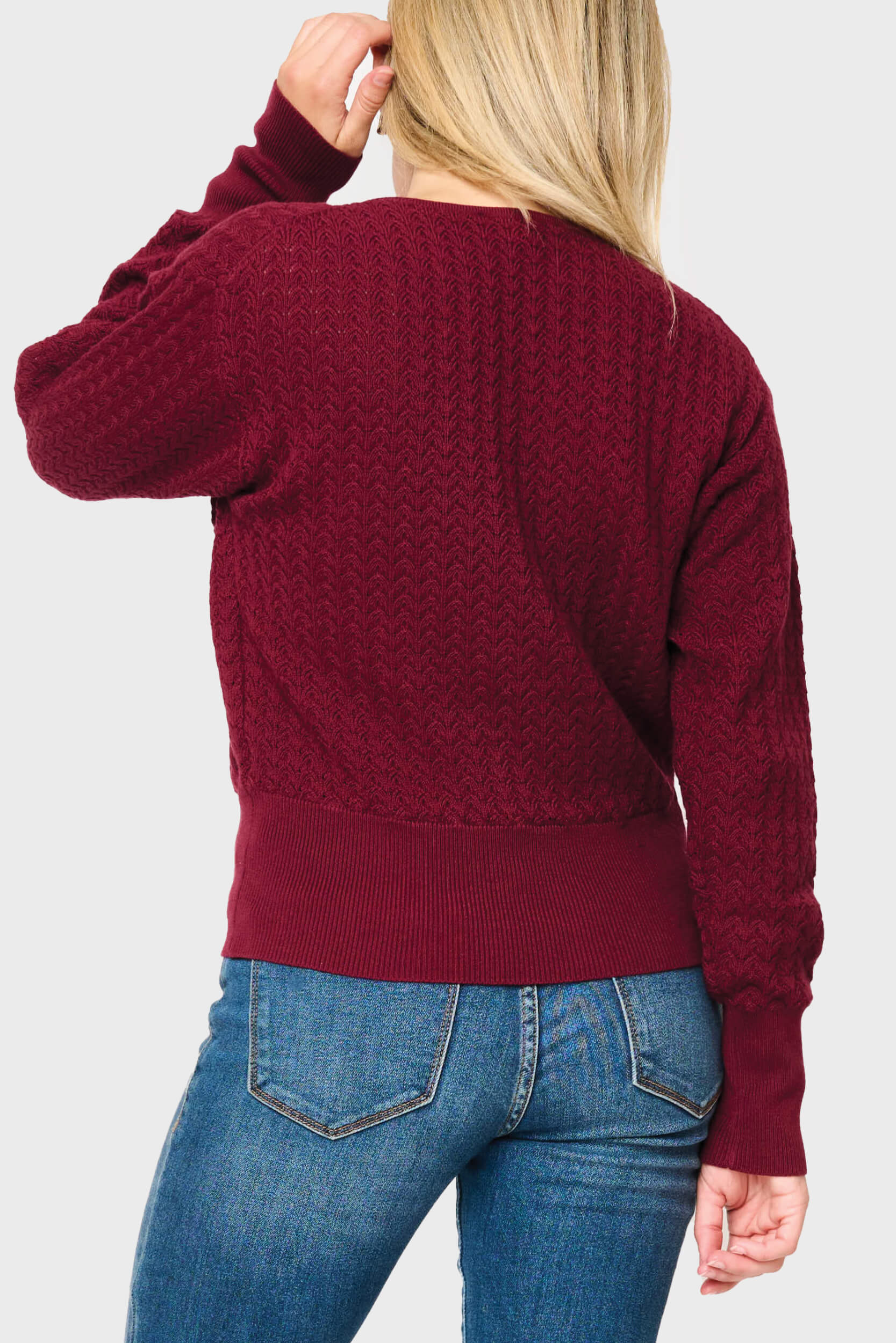 Pointelle Surplice Sweater