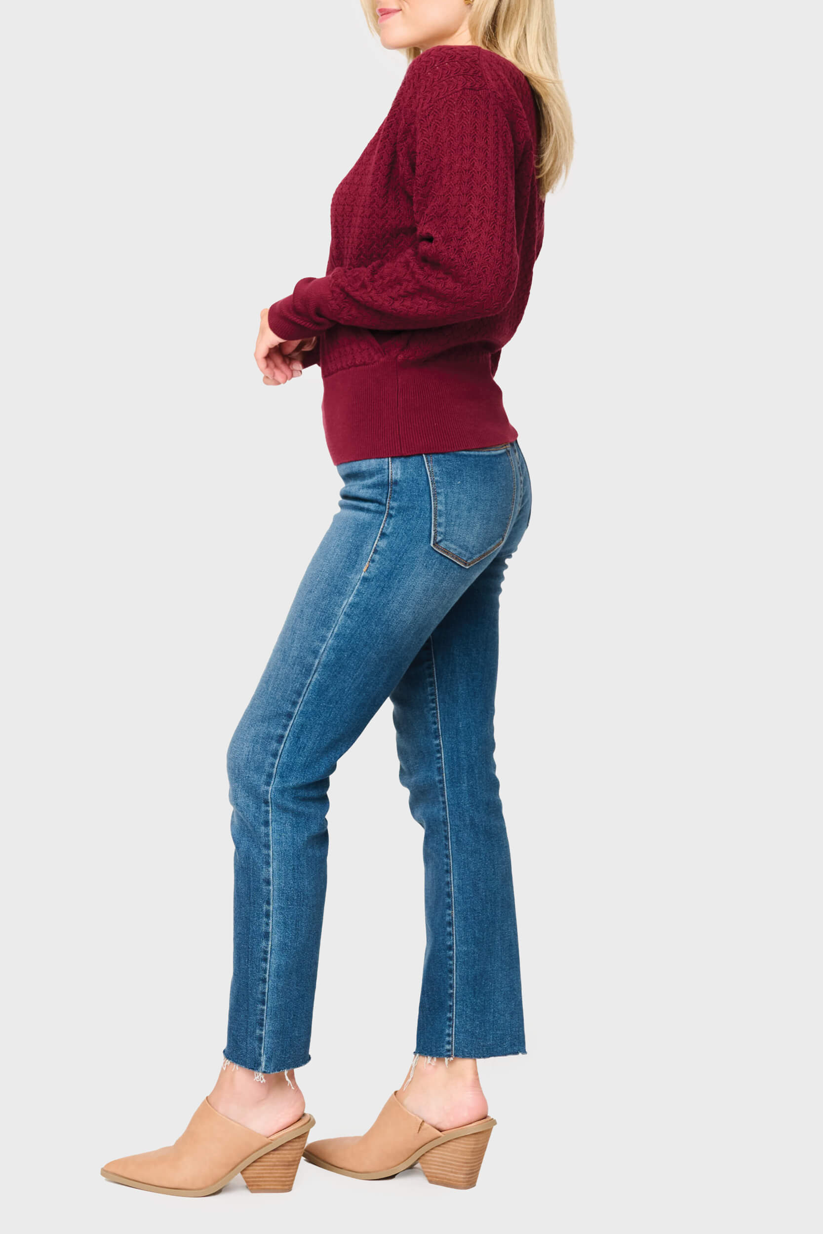 Pointelle Surplice Sweater