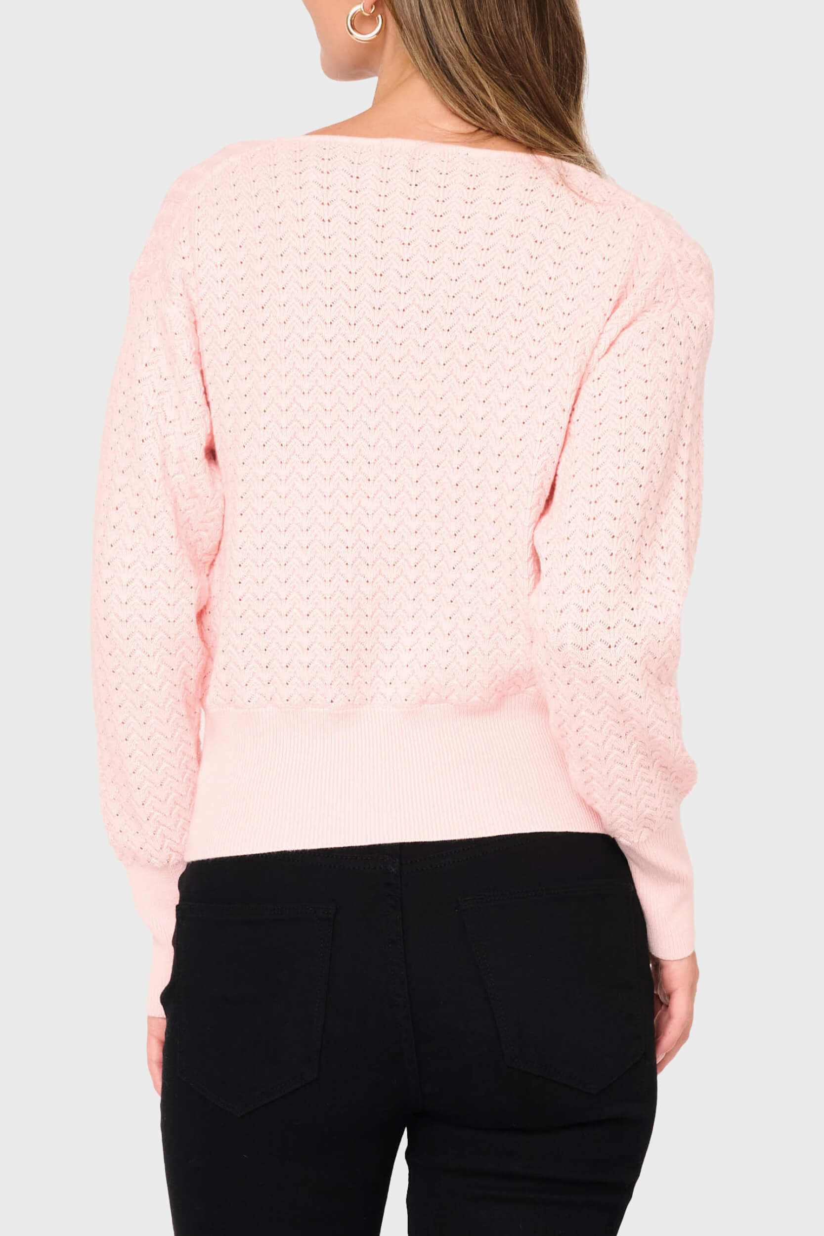 Pointelle Surplice Sweater