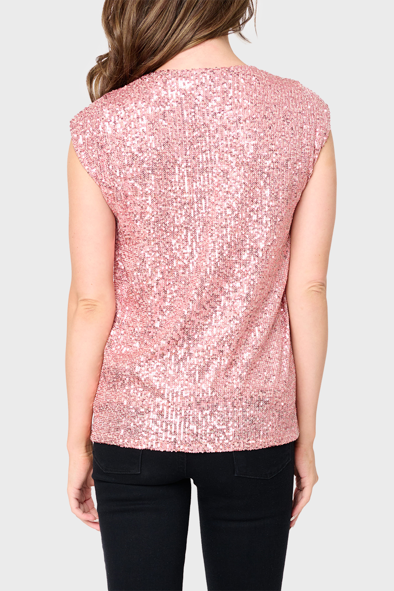 Sparkle And Shine Favorite V-neck Sequin Tee