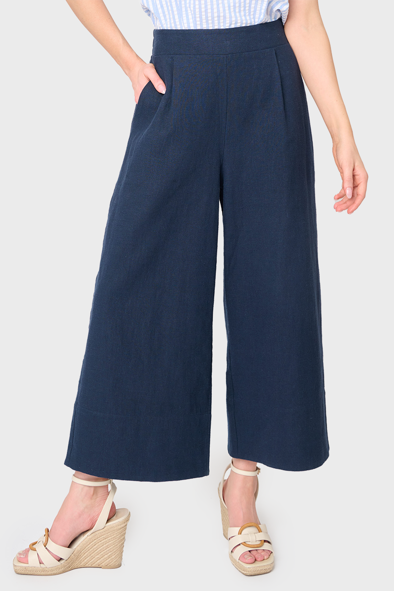 Wide Hem Cropped Linen Pant