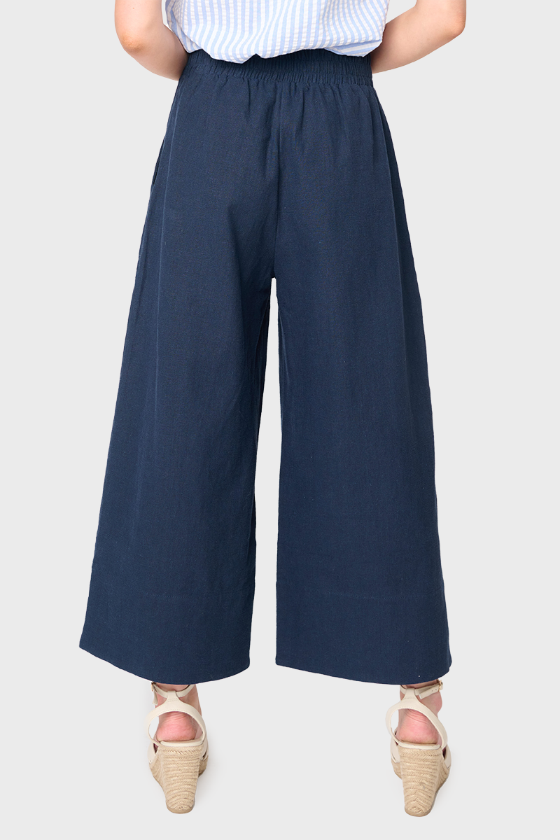 Wide Hem Cropped Linen Pant