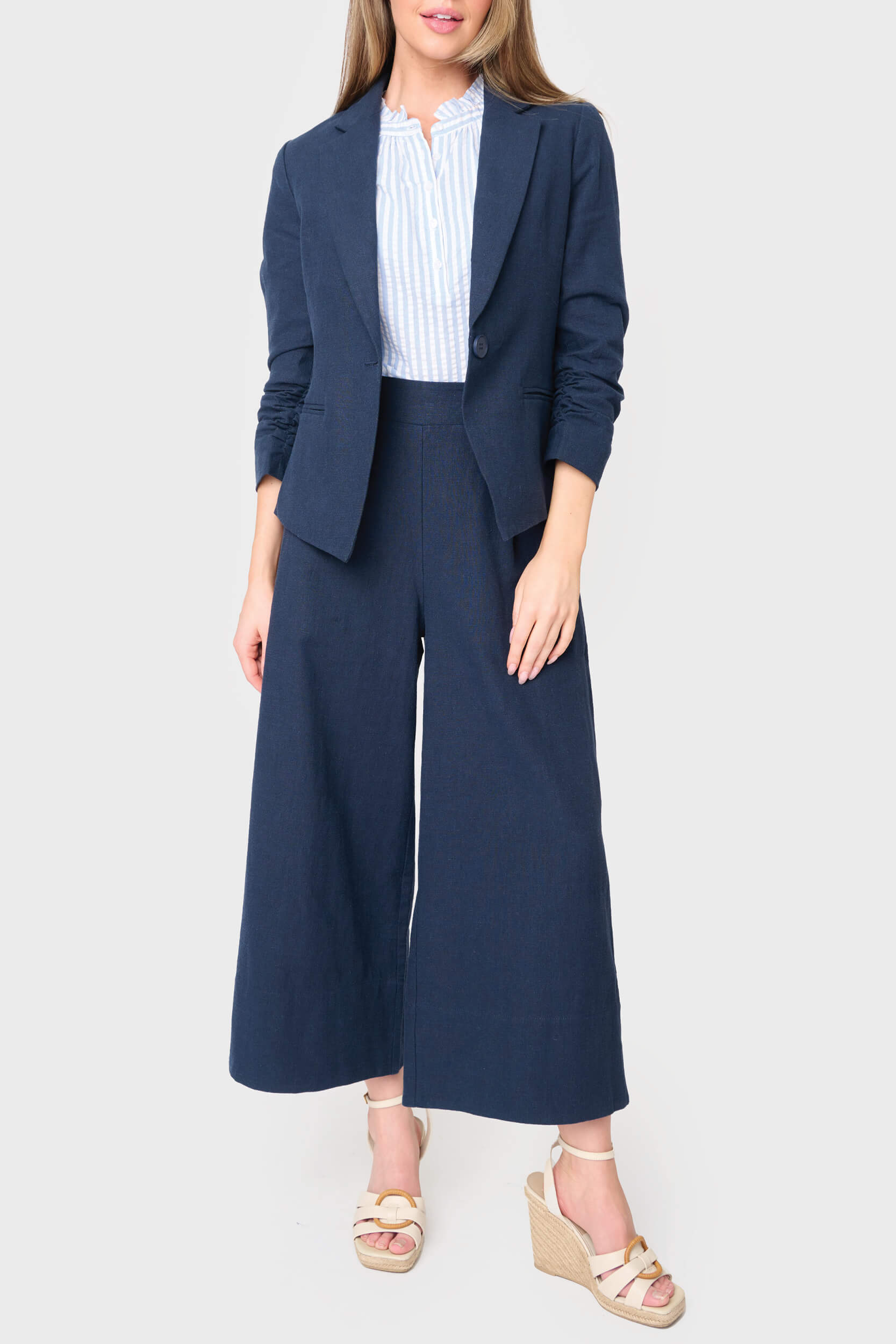 Wide Hem Cropped Linen Pant