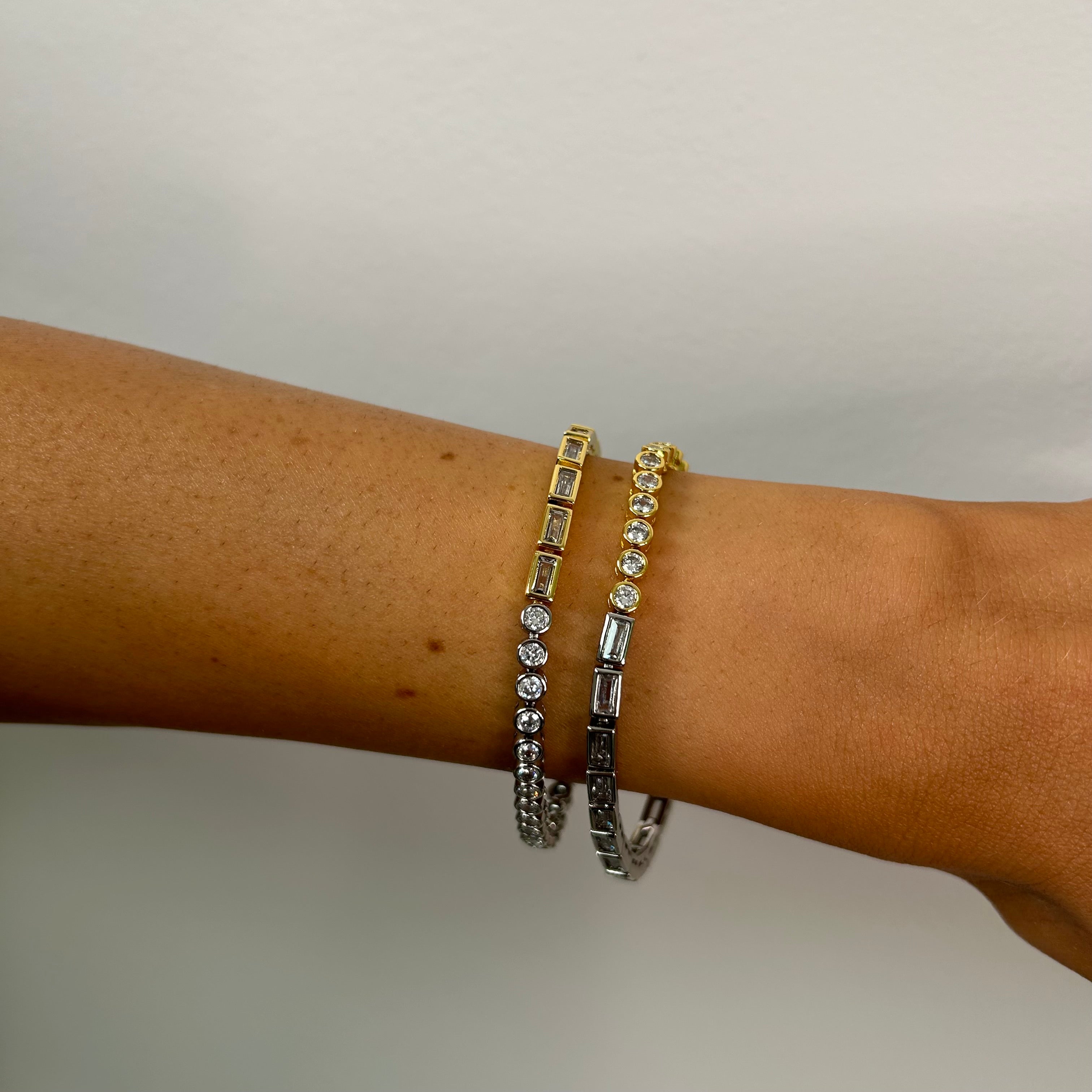 Adrian Two-tone Bezel Tennis Bracelet