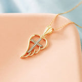 Heavenly Angel Wing and Cross Pendant