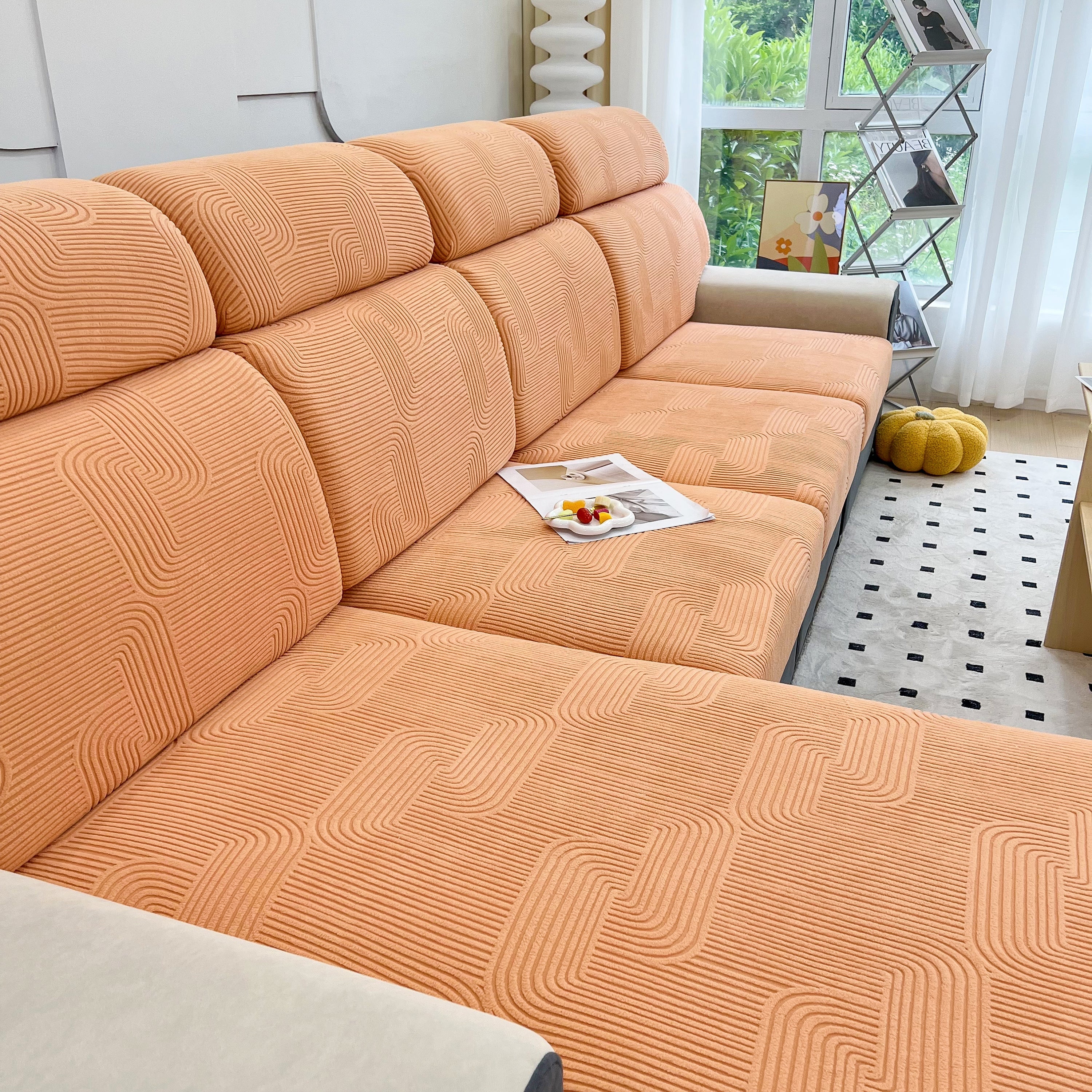 Stretch Couch Cushion Covers, Washable Chaise Lounge Sofa Slipcover, Elastic Furniture Protector For Pets, Kid