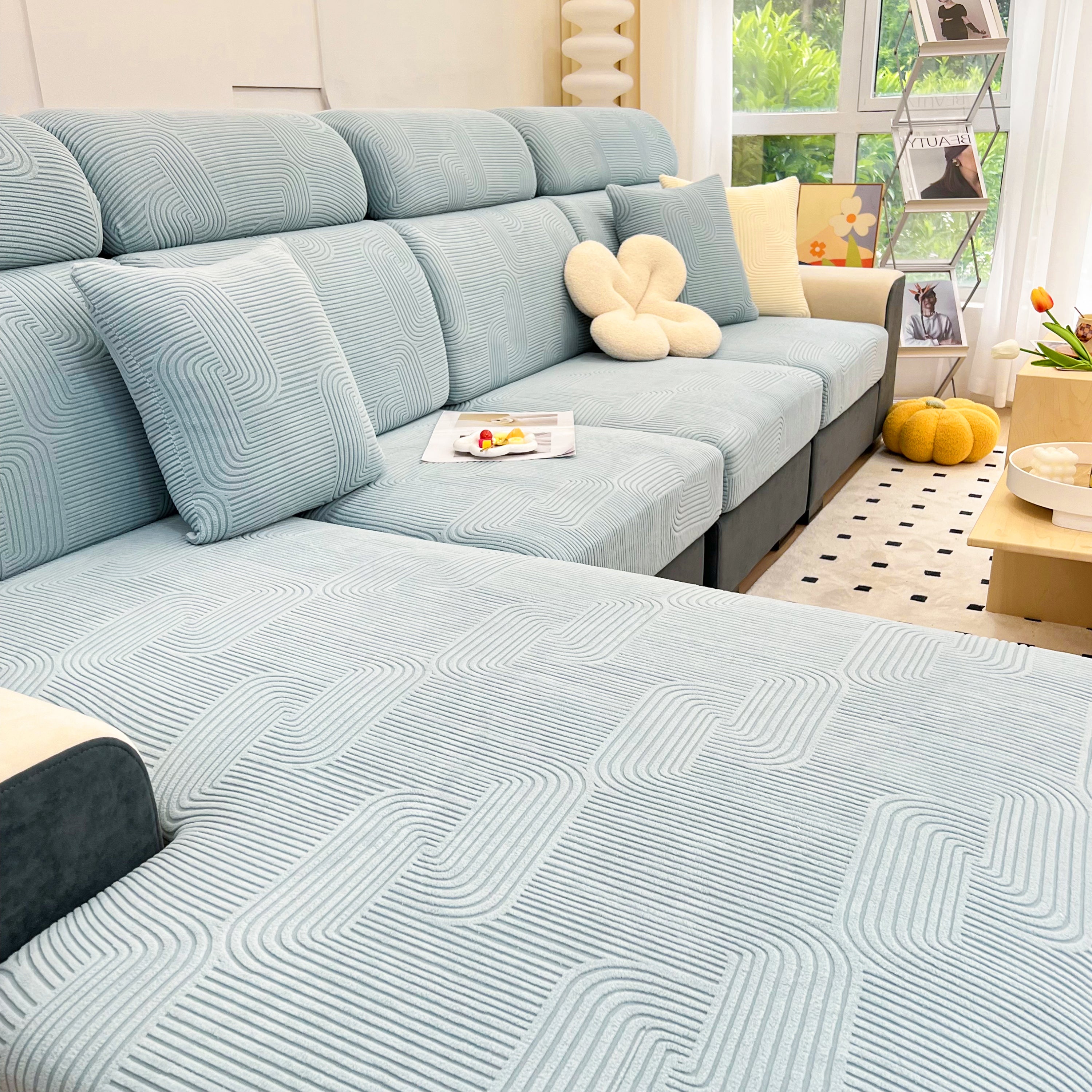 Stretch Couch Cushion Covers, Washable Chaise Lounge Sofa Slipcover, Elastic Furniture Protector For Pets, Kid