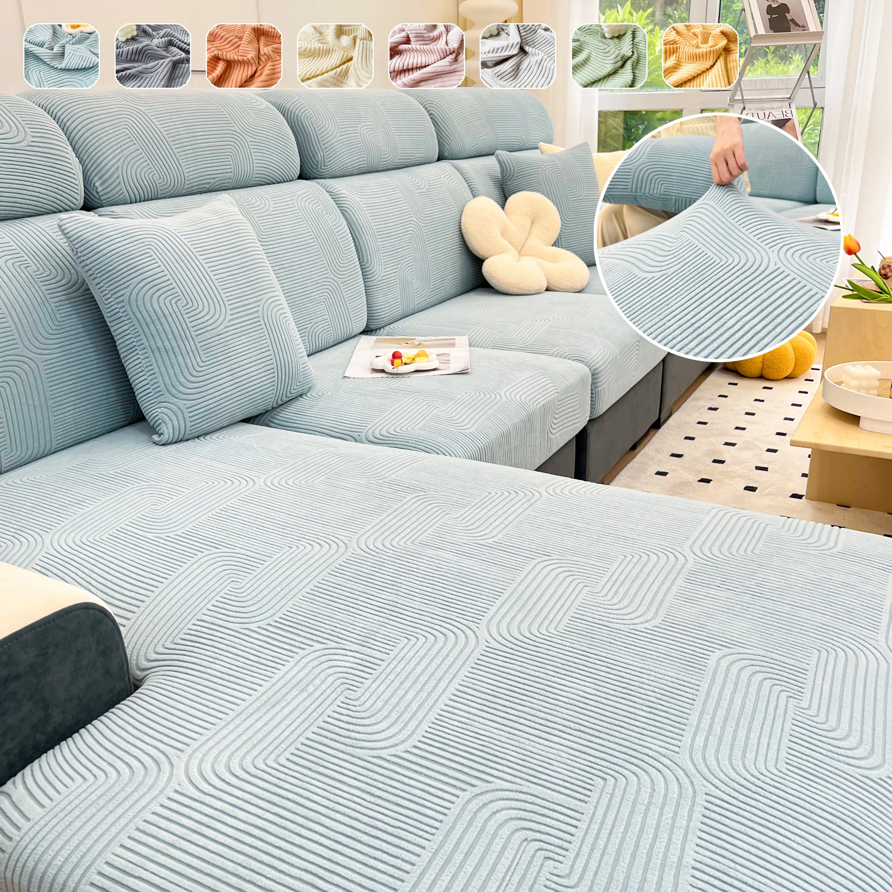 Stretch Couch Cushion Covers, Washable Chaise Lounge Sofa Slipcover, Elastic Furniture Protector For Pets, Kid