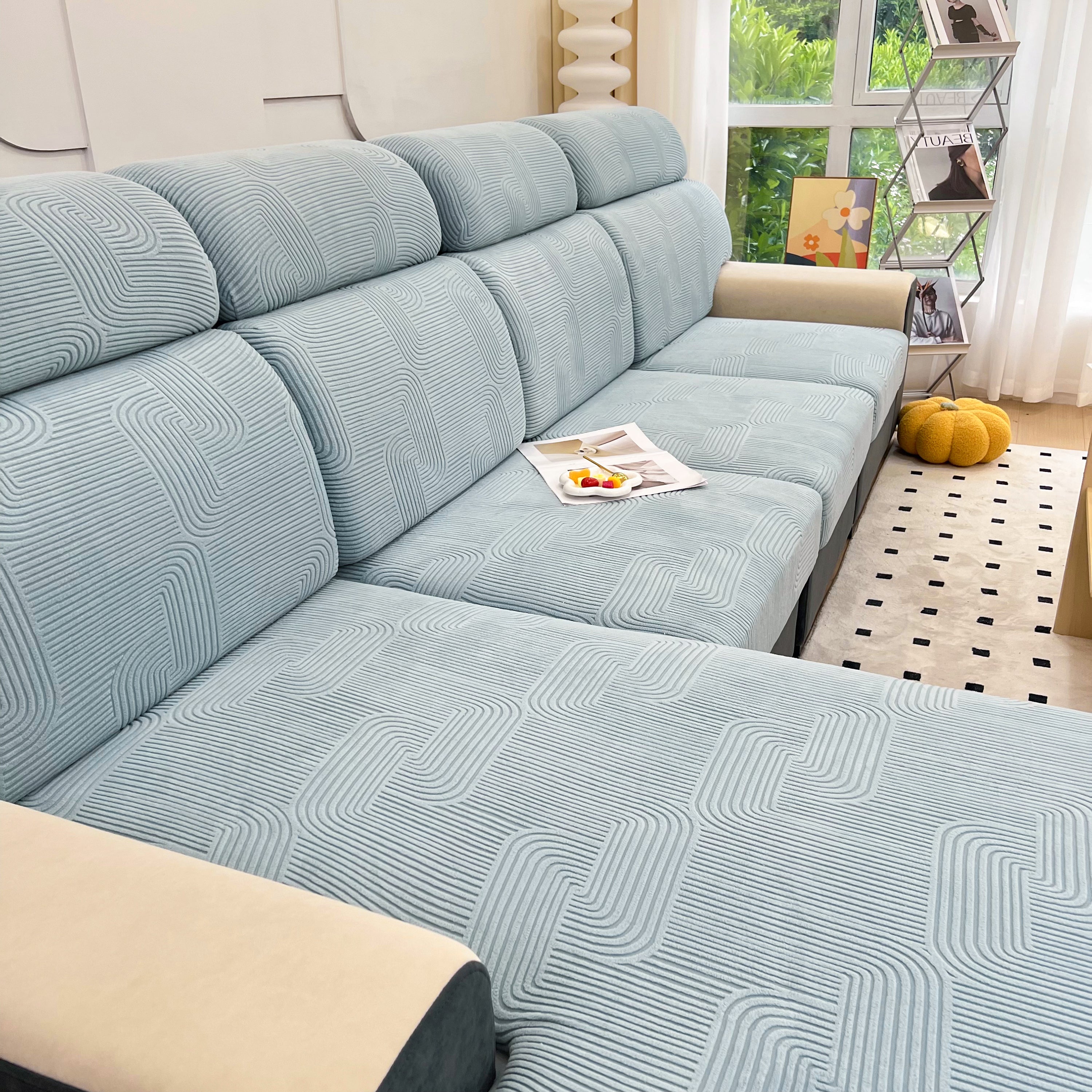 Stretch Couch Cushion Covers, Washable Chaise Lounge Sofa Slipcover, Elastic Furniture Protector For Pets, Kid