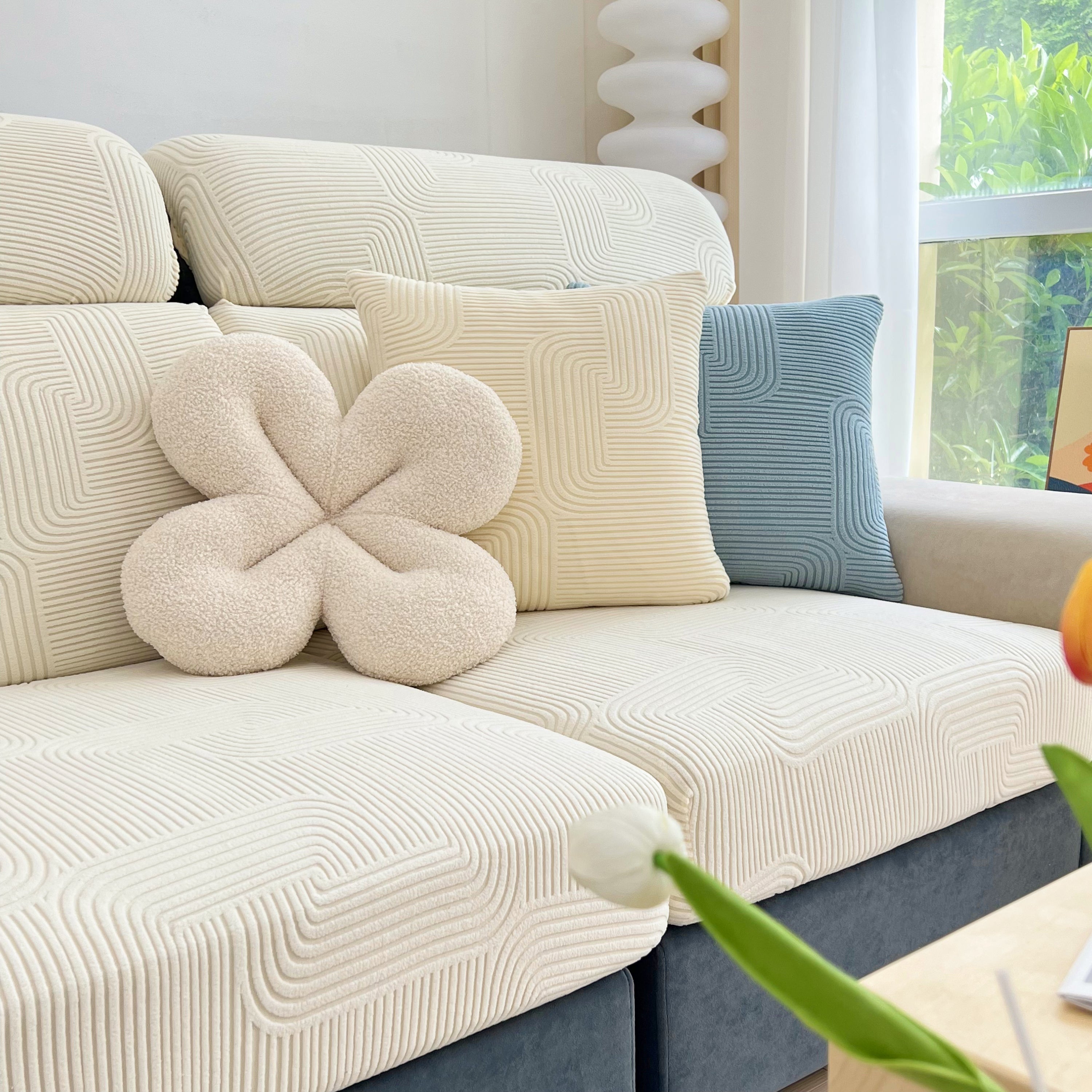 Stretch Couch Cushion Covers, Washable Chaise Lounge Sofa Slipcover, Elastic Furniture Protector For Pets, Kid