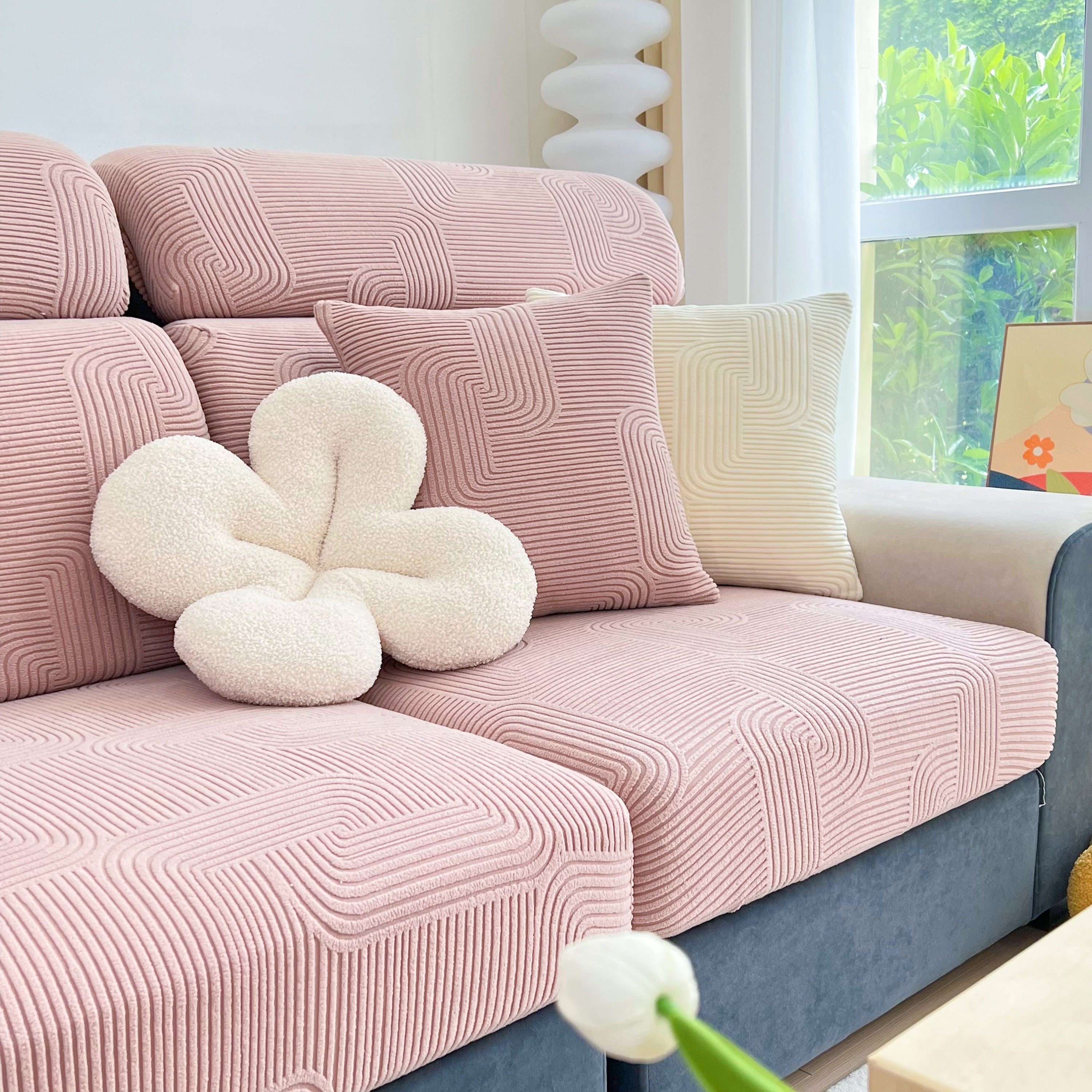 Stretch Couch Cushion Covers, Washable Chaise Lounge Sofa Slipcover, Elastic Furniture Protector For Pets, Kid