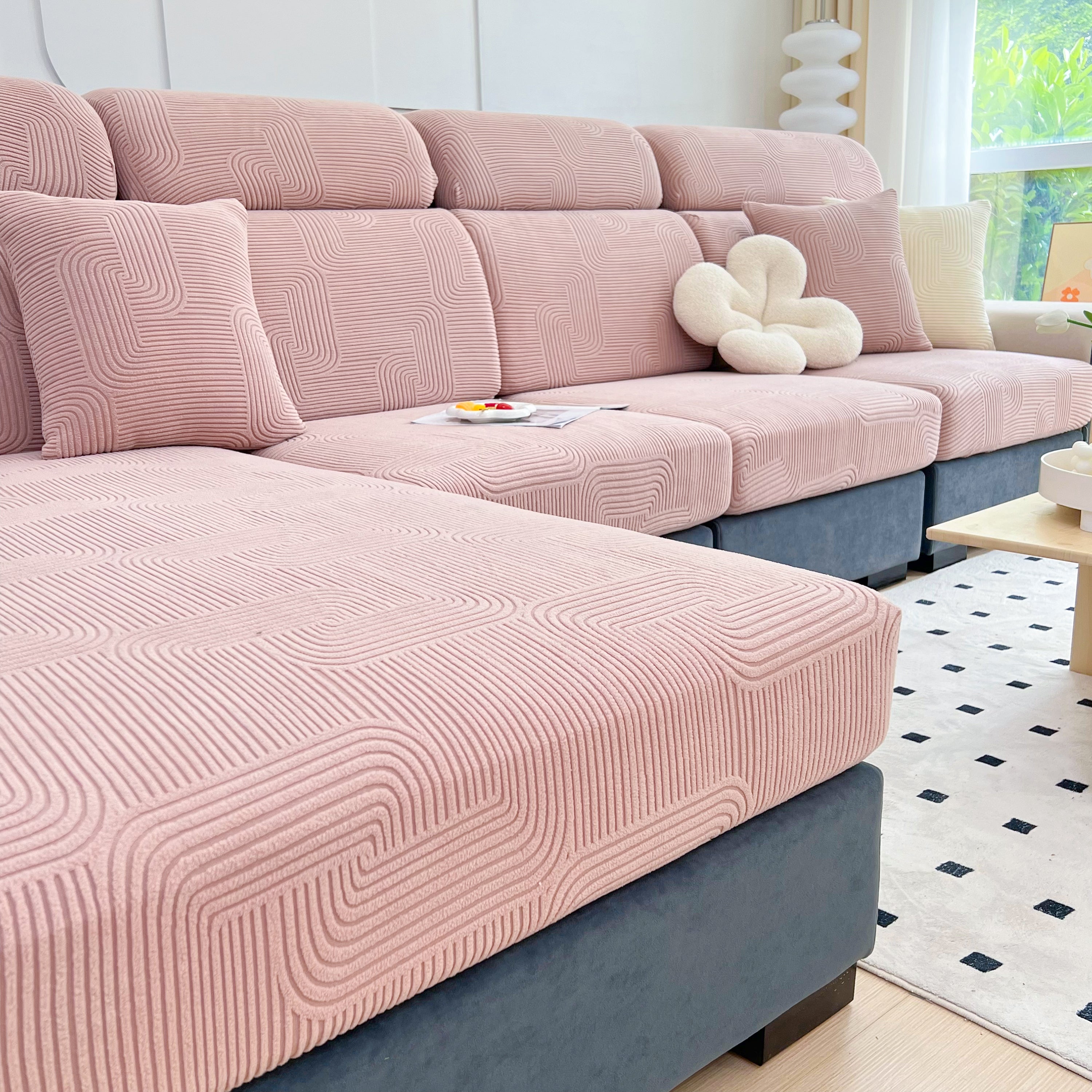 Stretch Couch Cushion Covers, Washable Chaise Lounge Sofa Slipcover, Elastic Furniture Protector For Pets, Kid