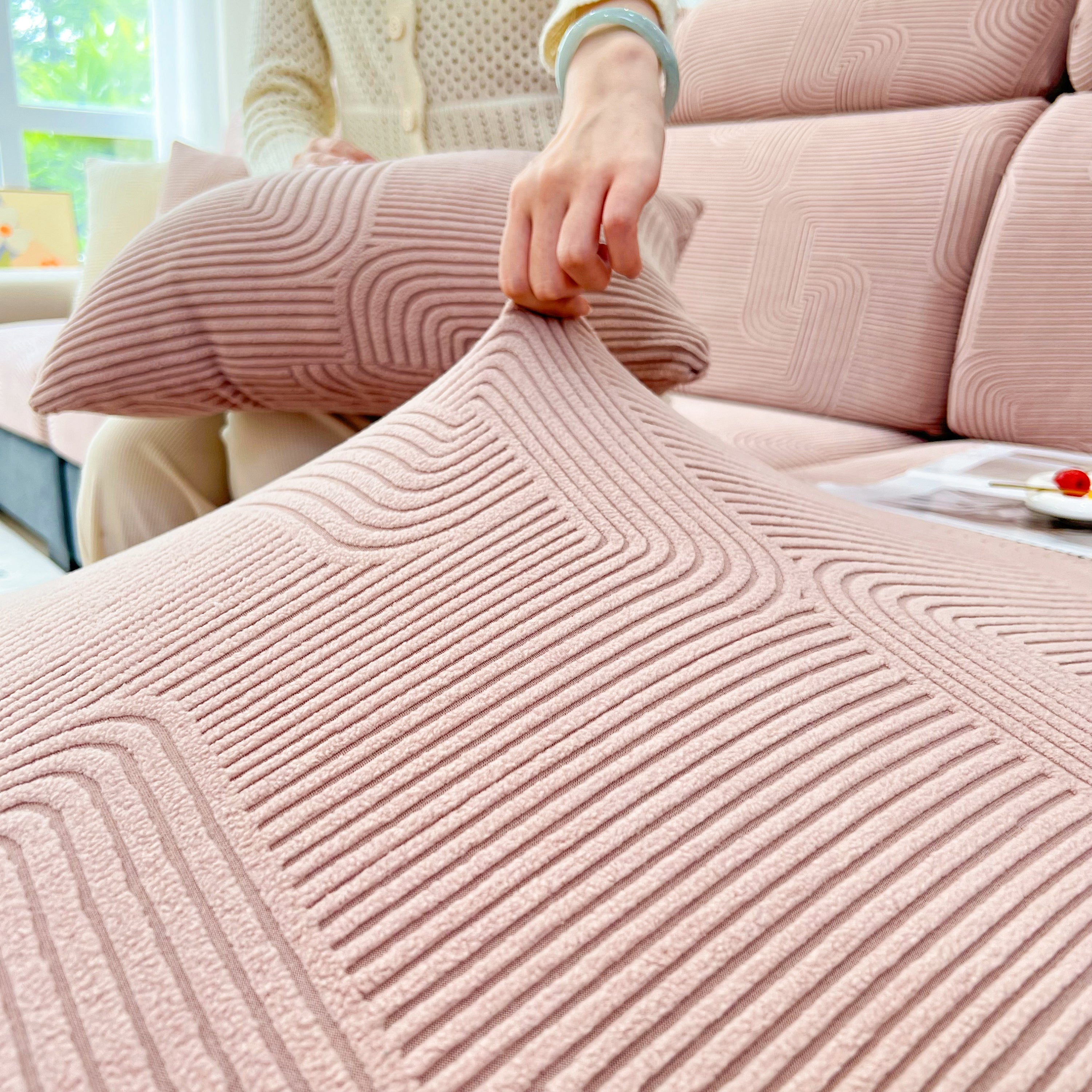 Stretch Couch Cushion Covers, Washable Chaise Lounge Sofa Slipcover, Elastic Furniture Protector For Pets, Kid
