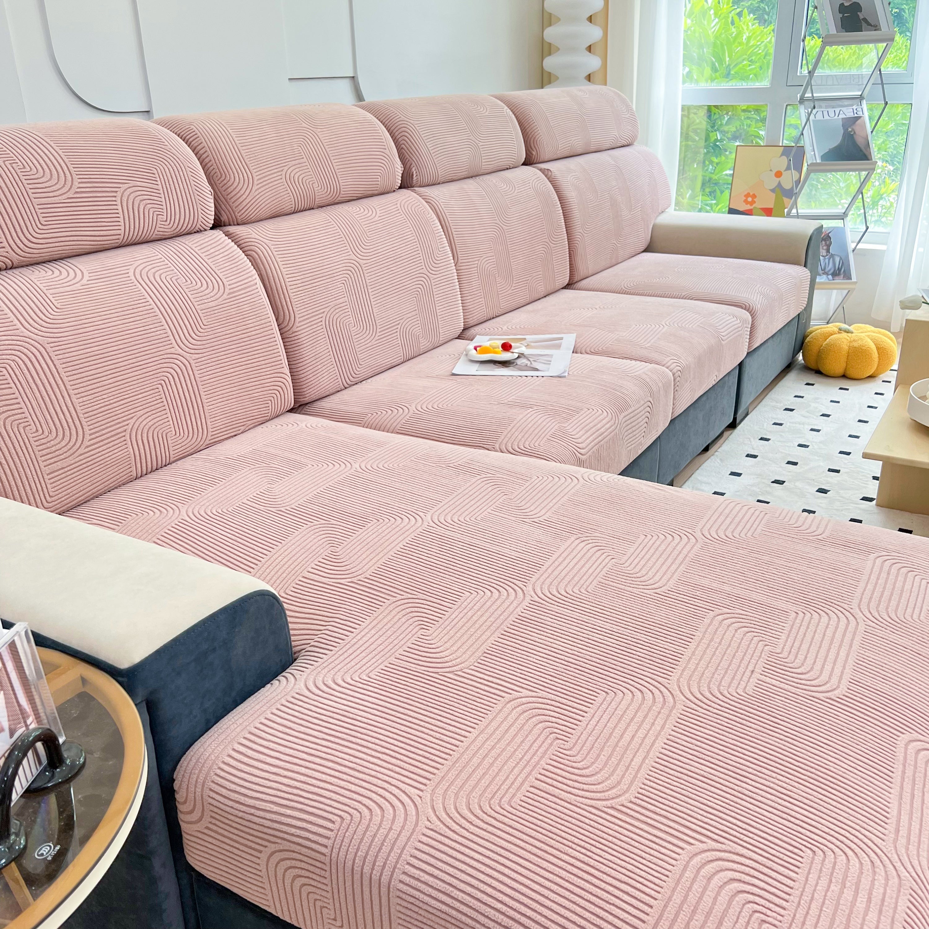 Stretch Couch Cushion Covers, Washable Chaise Lounge Sofa Slipcover, Elastic Furniture Protector For Pets, Kid