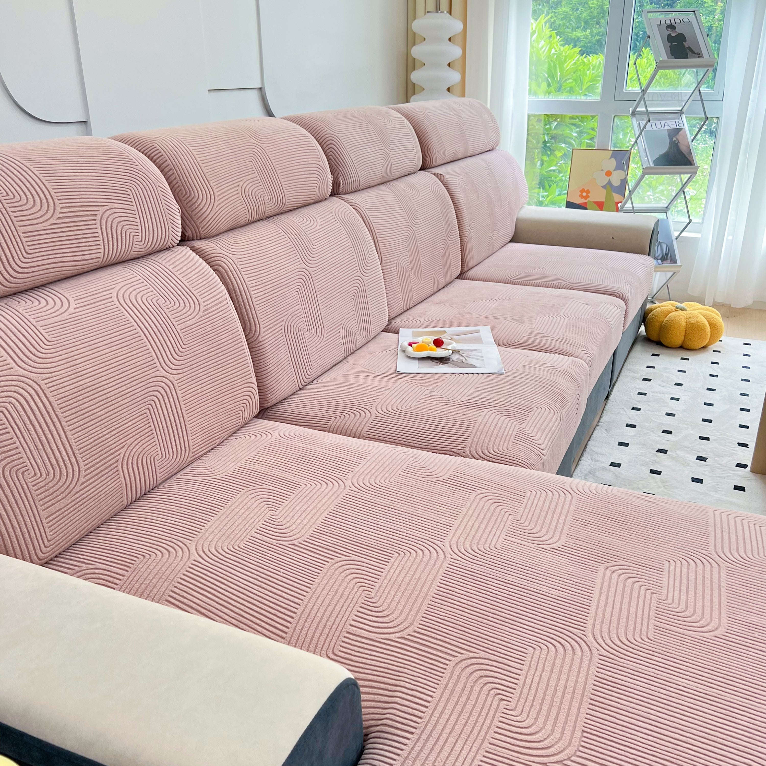 Stretch Couch Cushion Covers, Washable Chaise Lounge Sofa Slipcover, Elastic Furniture Protector For Pets, Kid