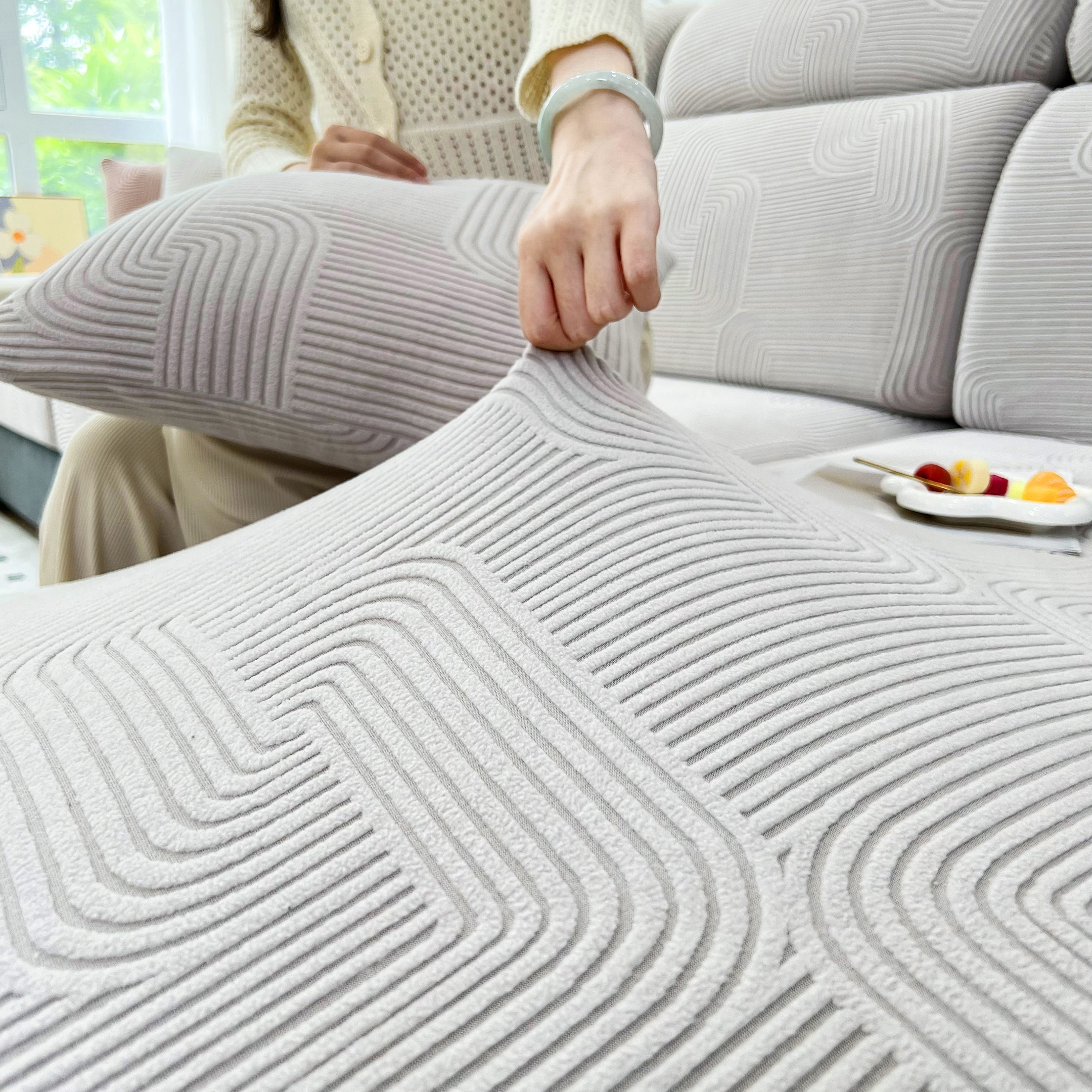 Stretch Couch Cushion Covers, Washable Chaise Lounge Sofa Slipcover, Elastic Furniture Protector For Pets, Kid