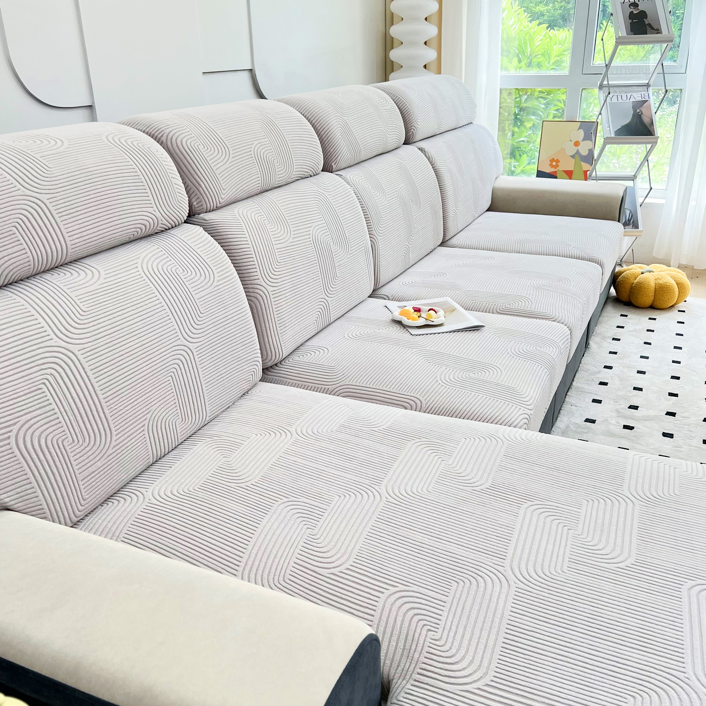 Stretch Couch Cushion Covers, Washable Chaise Lounge Sofa Slipcover, Elastic Furniture Protector For Pets, Kid
