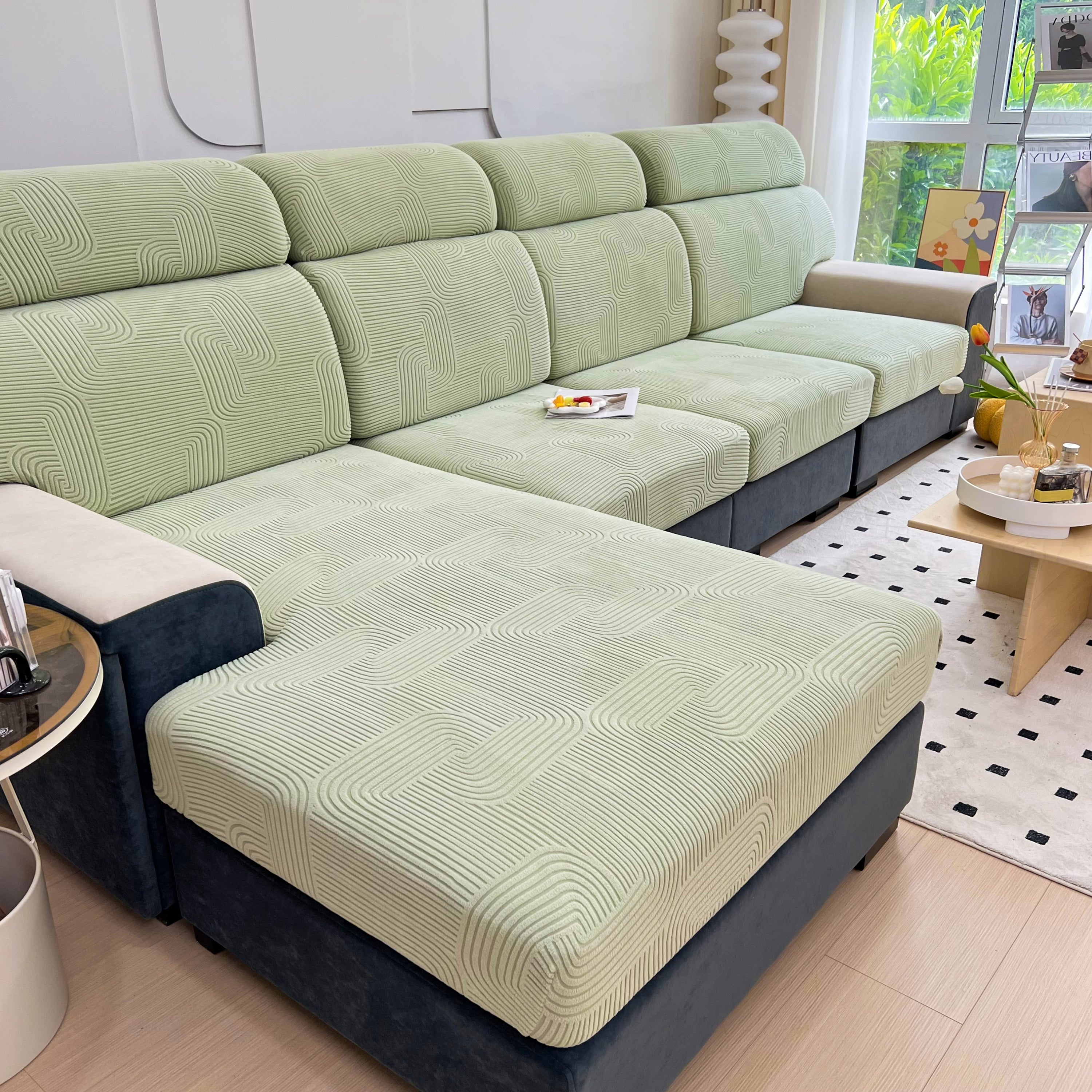 Stretch Couch Cushion Covers, Washable Chaise Lounge Sofa Slipcover, Elastic Furniture Protector For Pets, Kid