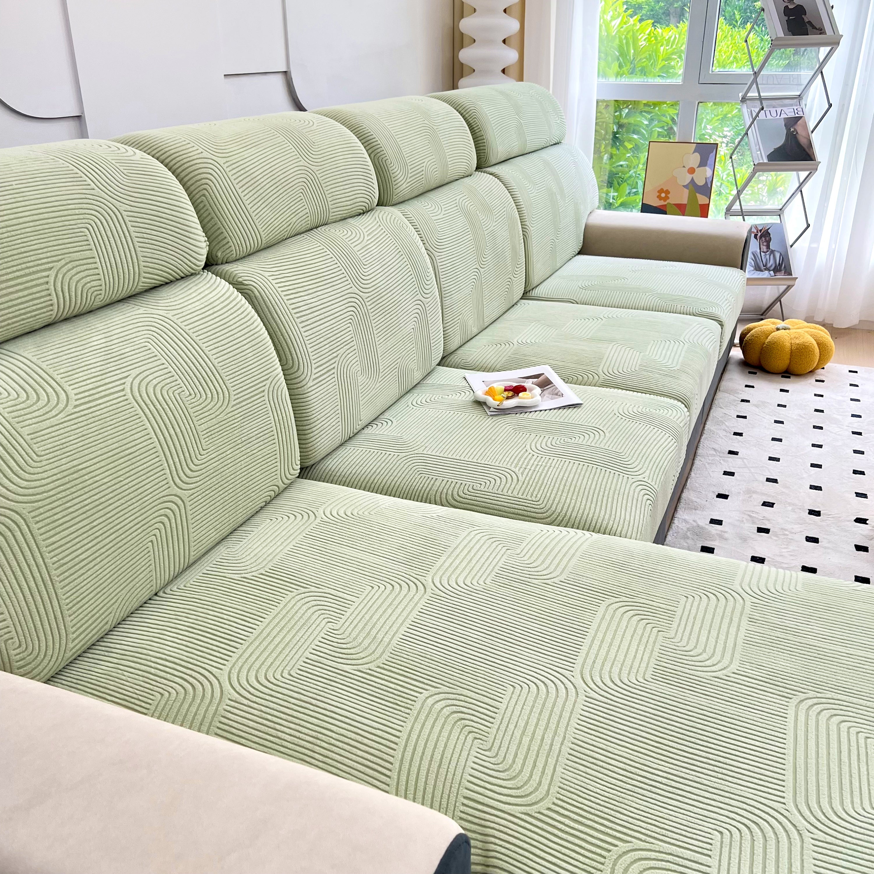Stretch Couch Cushion Covers, Washable Chaise Lounge Sofa Slipcover, Elastic Furniture Protector For Pets, Kid