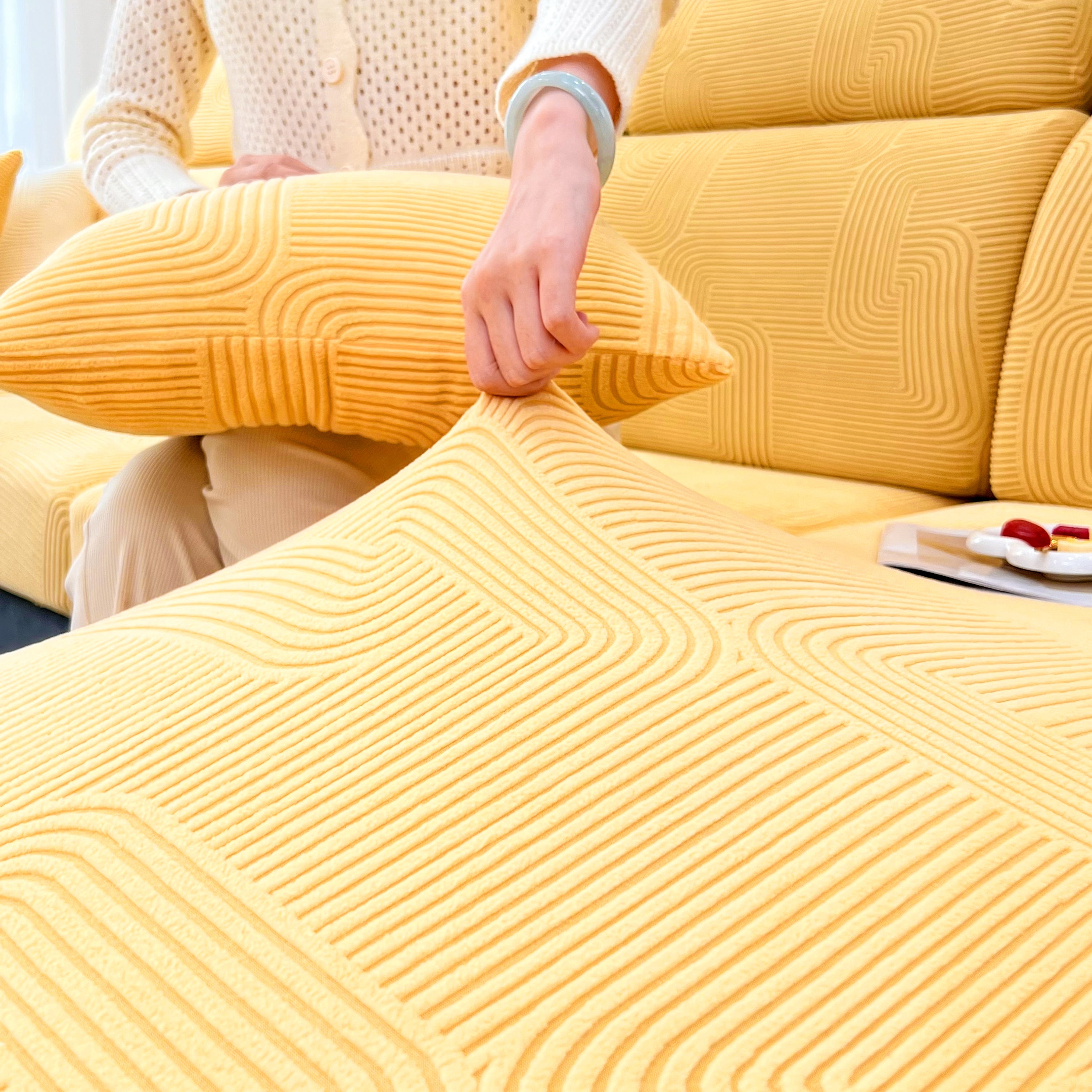 Stretch Couch Cushion Covers, Washable Chaise Lounge Sofa Slipcover, Elastic Furniture Protector For Pets, Kid
