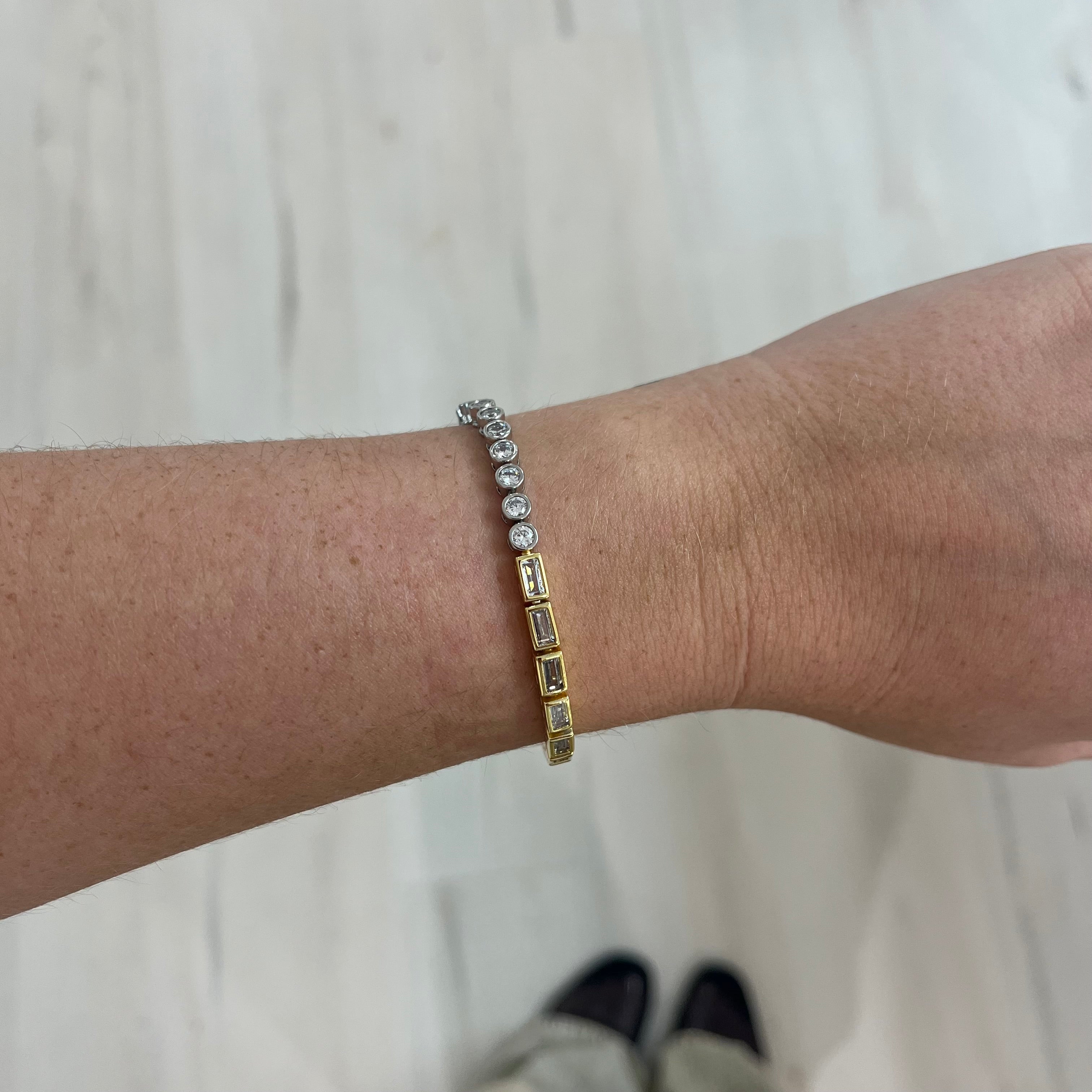 Adrian Two-tone Bezel Tennis Bracelet