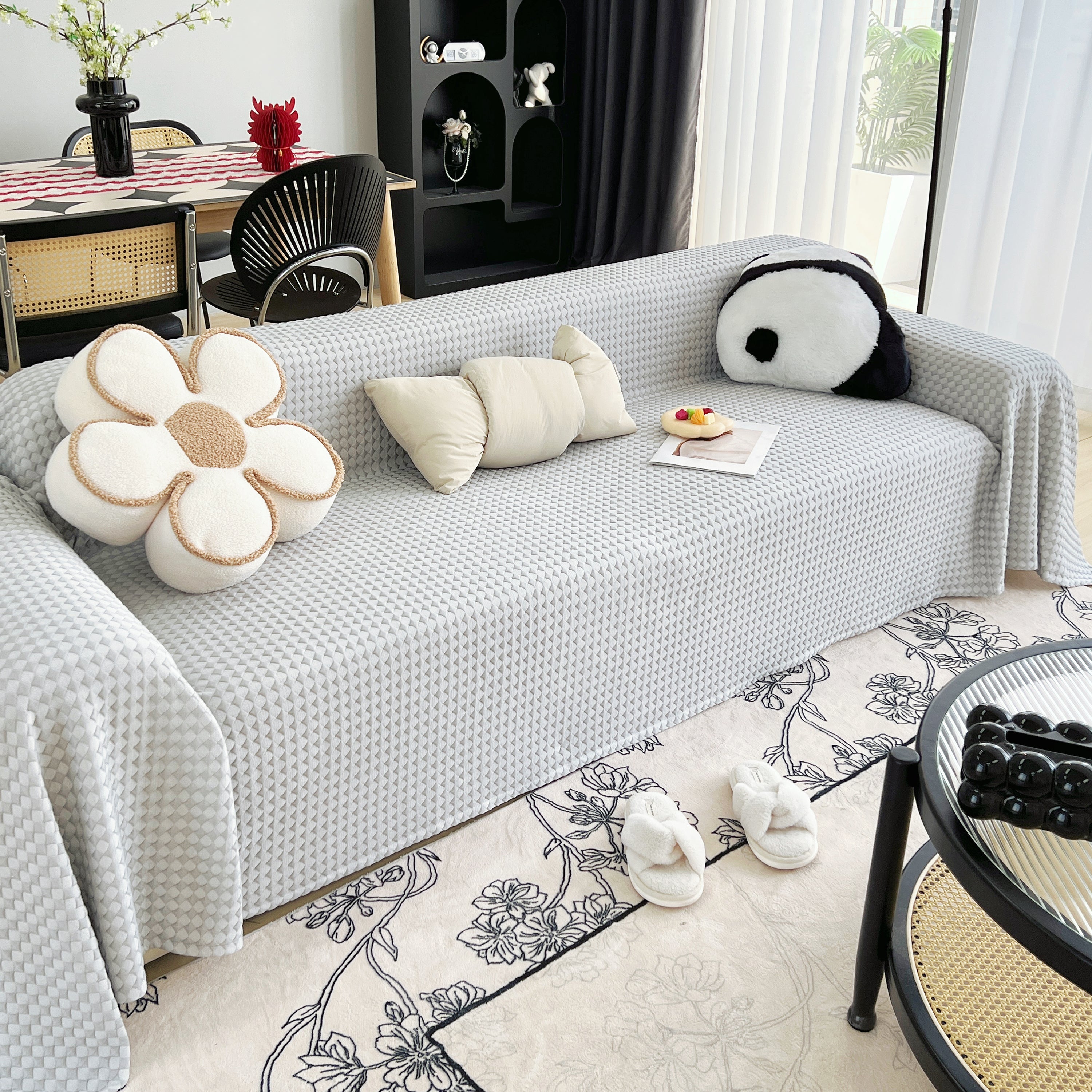 Cooling Textured Sofa Cover Washable Soft Couch Throw Blanket For Summer & Pets