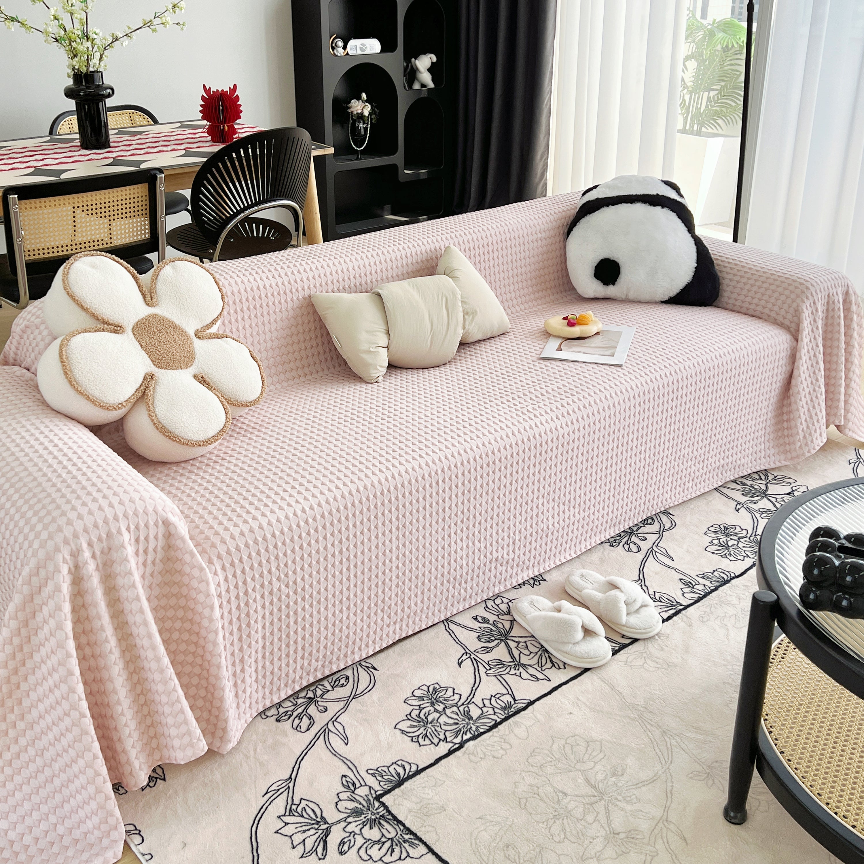 Cooling Textured Sofa Cover Washable Soft Couch Throw Blanket For Summer & Pets