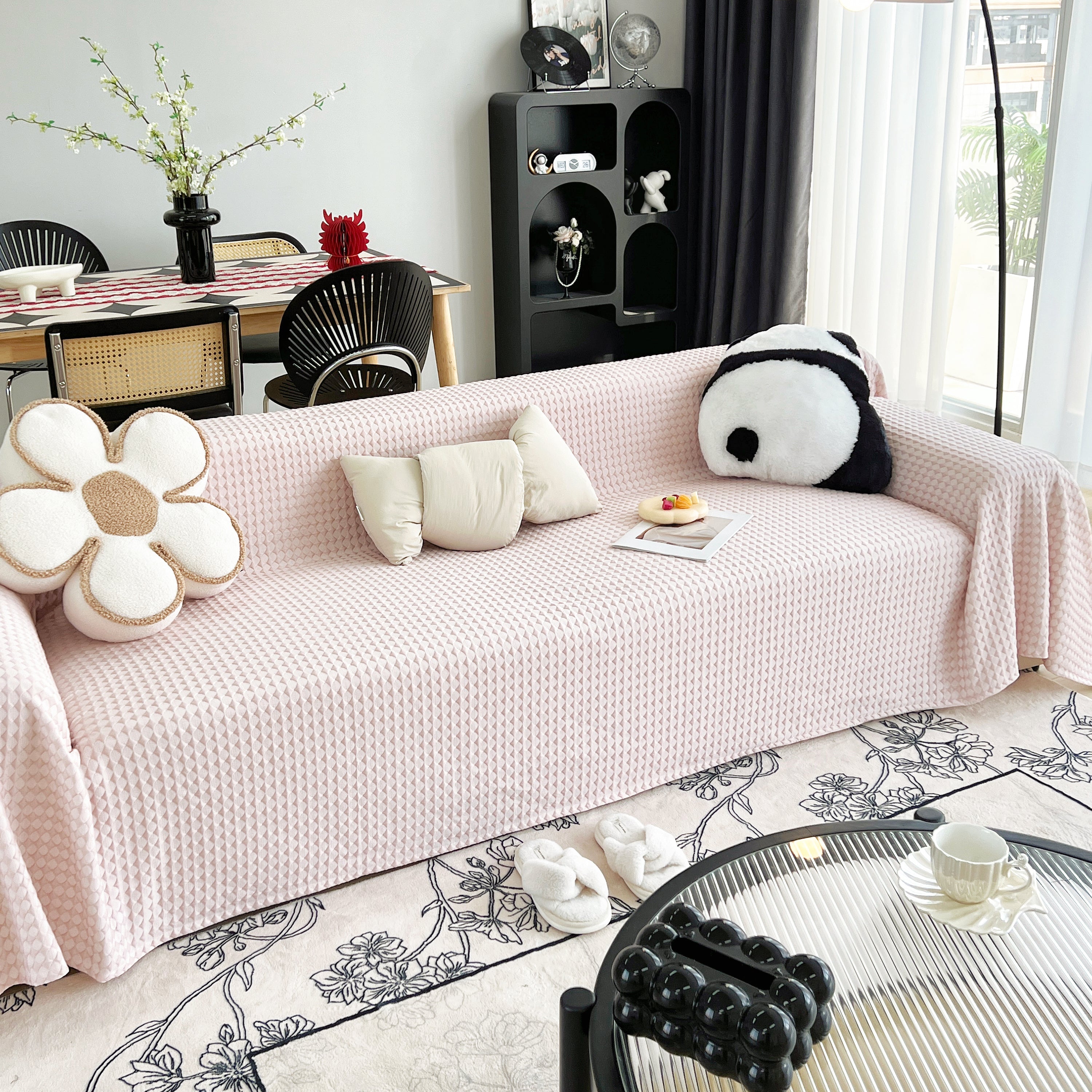 Cooling Textured Sofa Cover Washable Soft Couch Throw Blanket For Summer & Pets