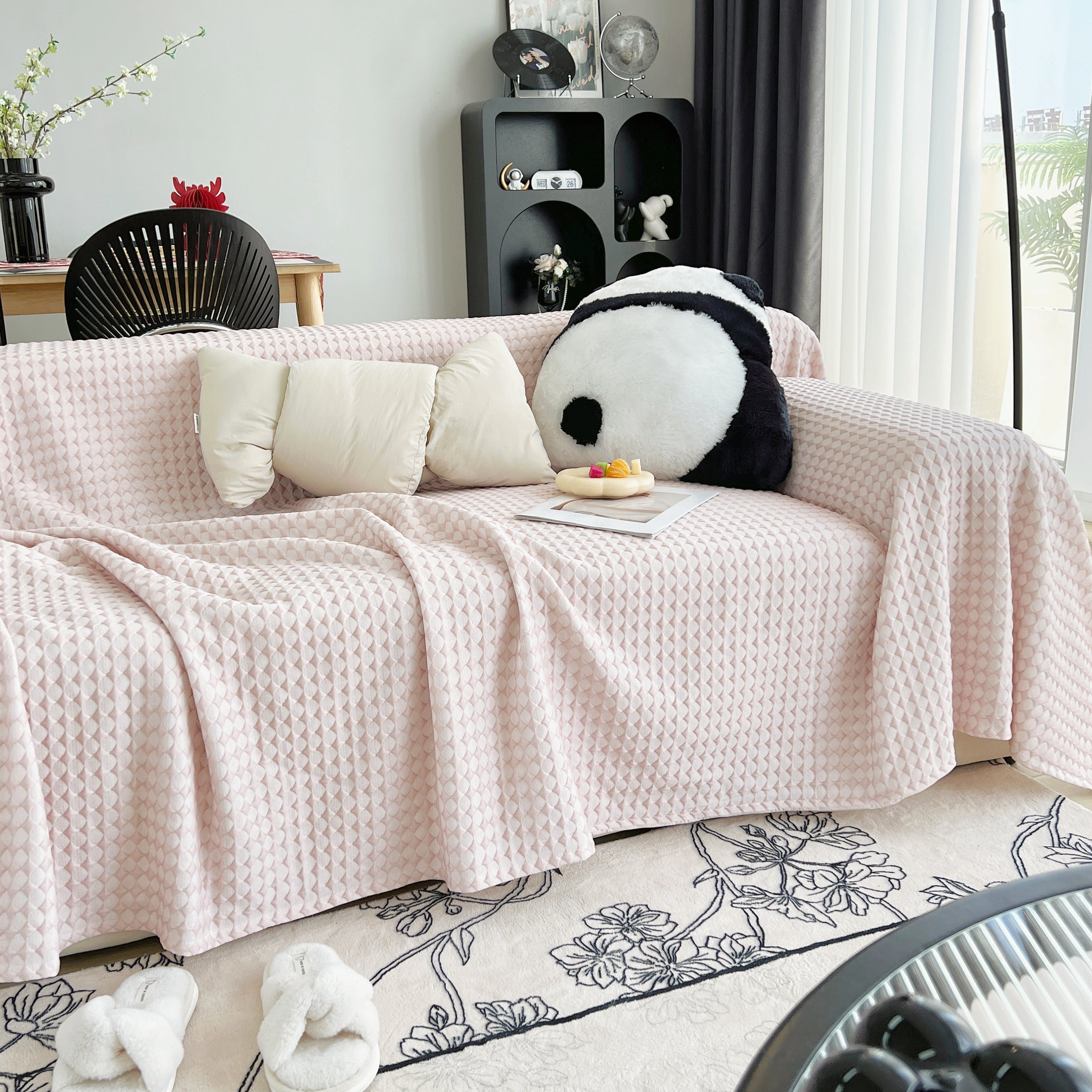 Cooling Textured Sofa Cover Washable Soft Couch Throw Blanket For Summer & Pets